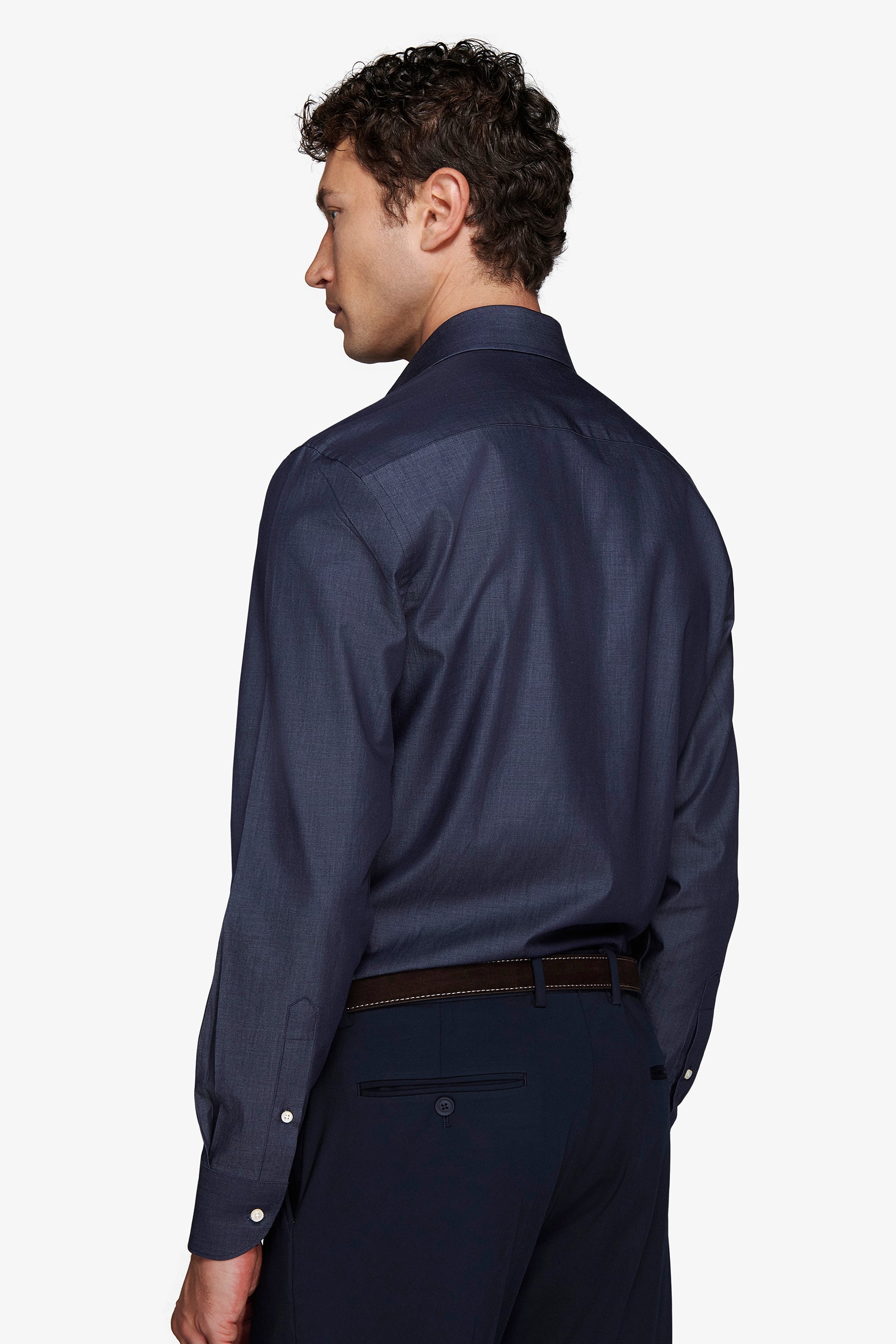 Camicia gabardina effetto denim slim-Dan John