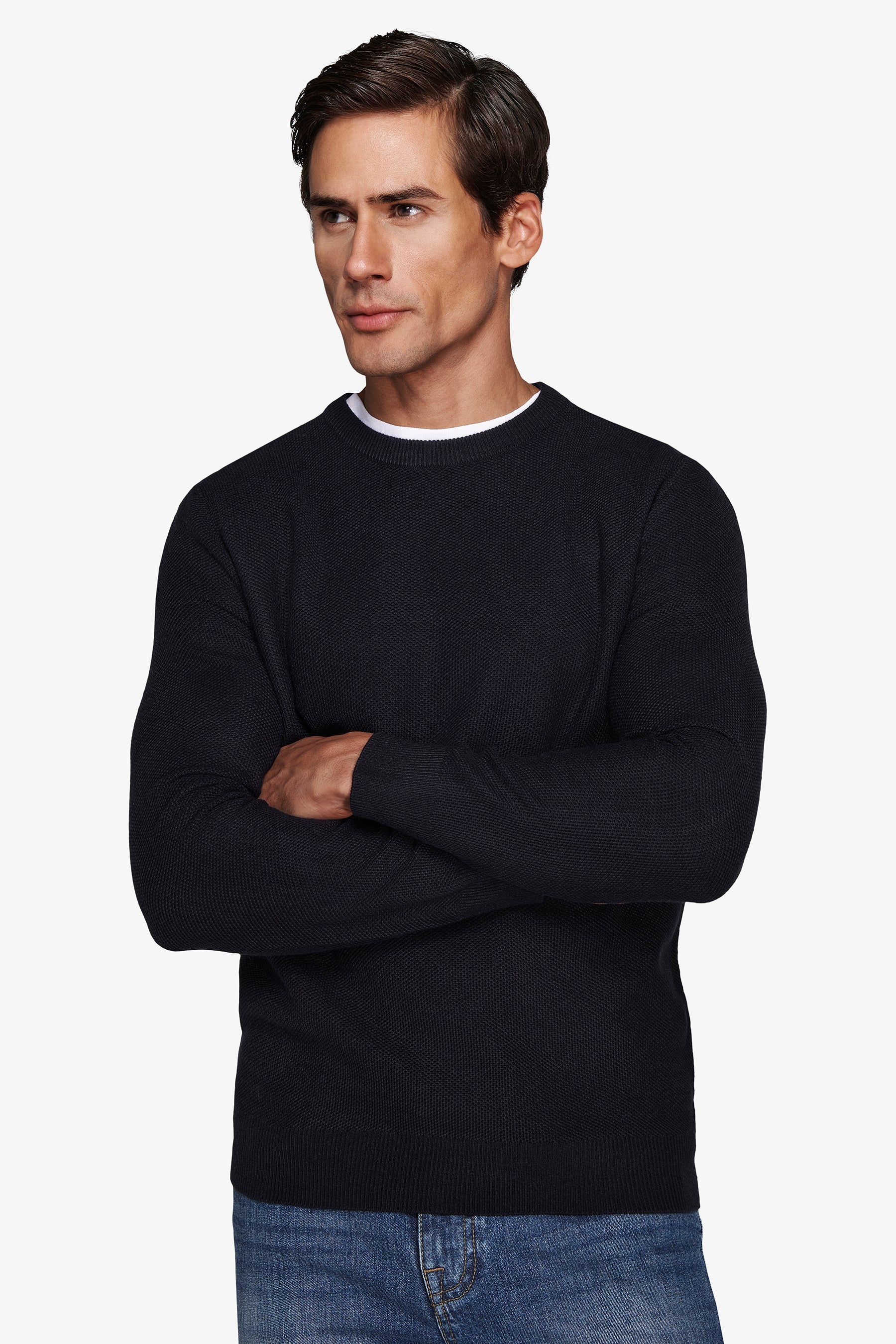 Maglia girocollo armaturata chicco riso blu-Dan John