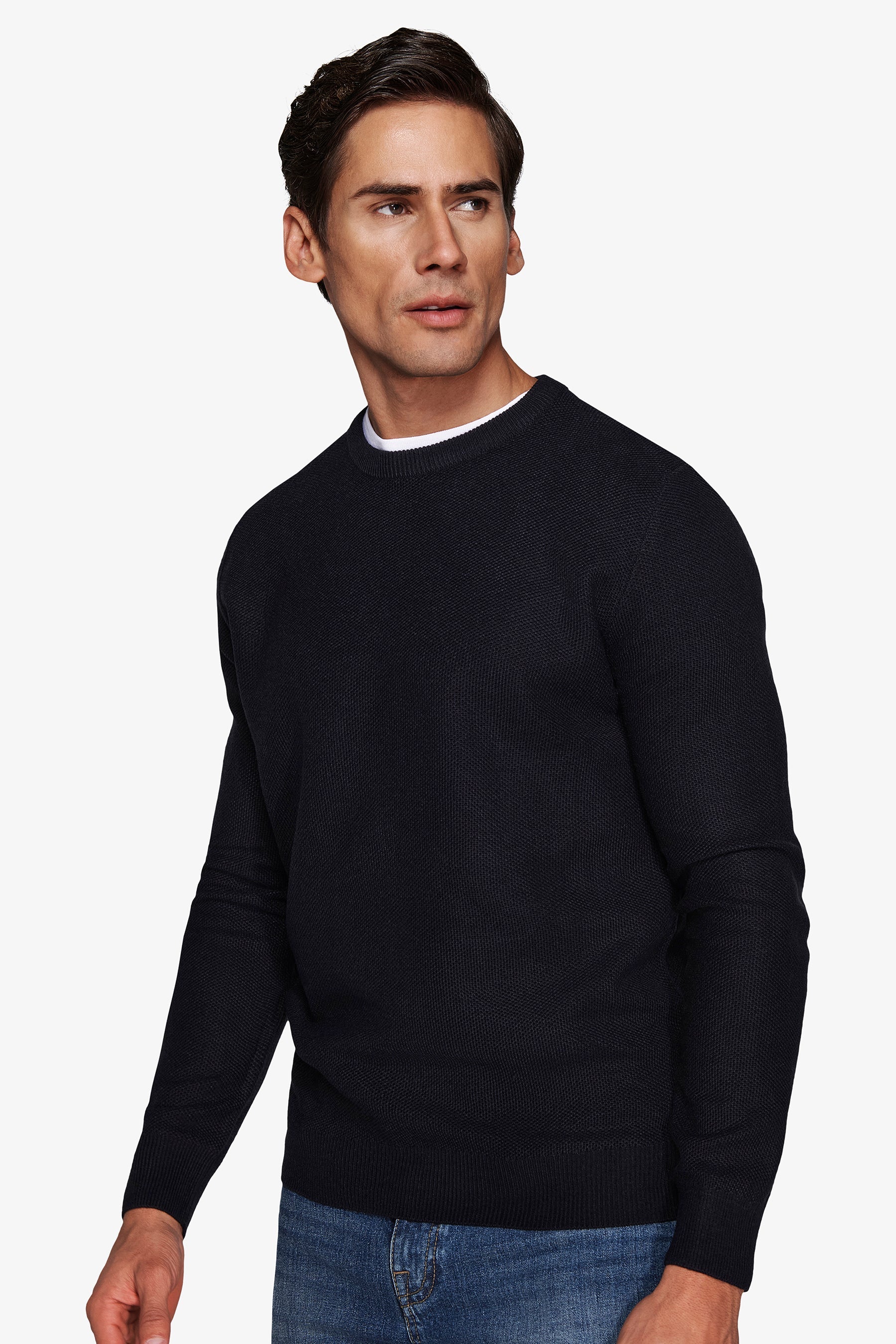 Maglia girocollo armaturata chicco riso blu-Dan John