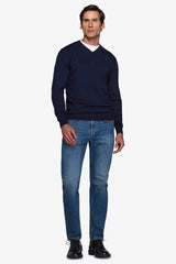 Maglia scollo a V blu-Dan John