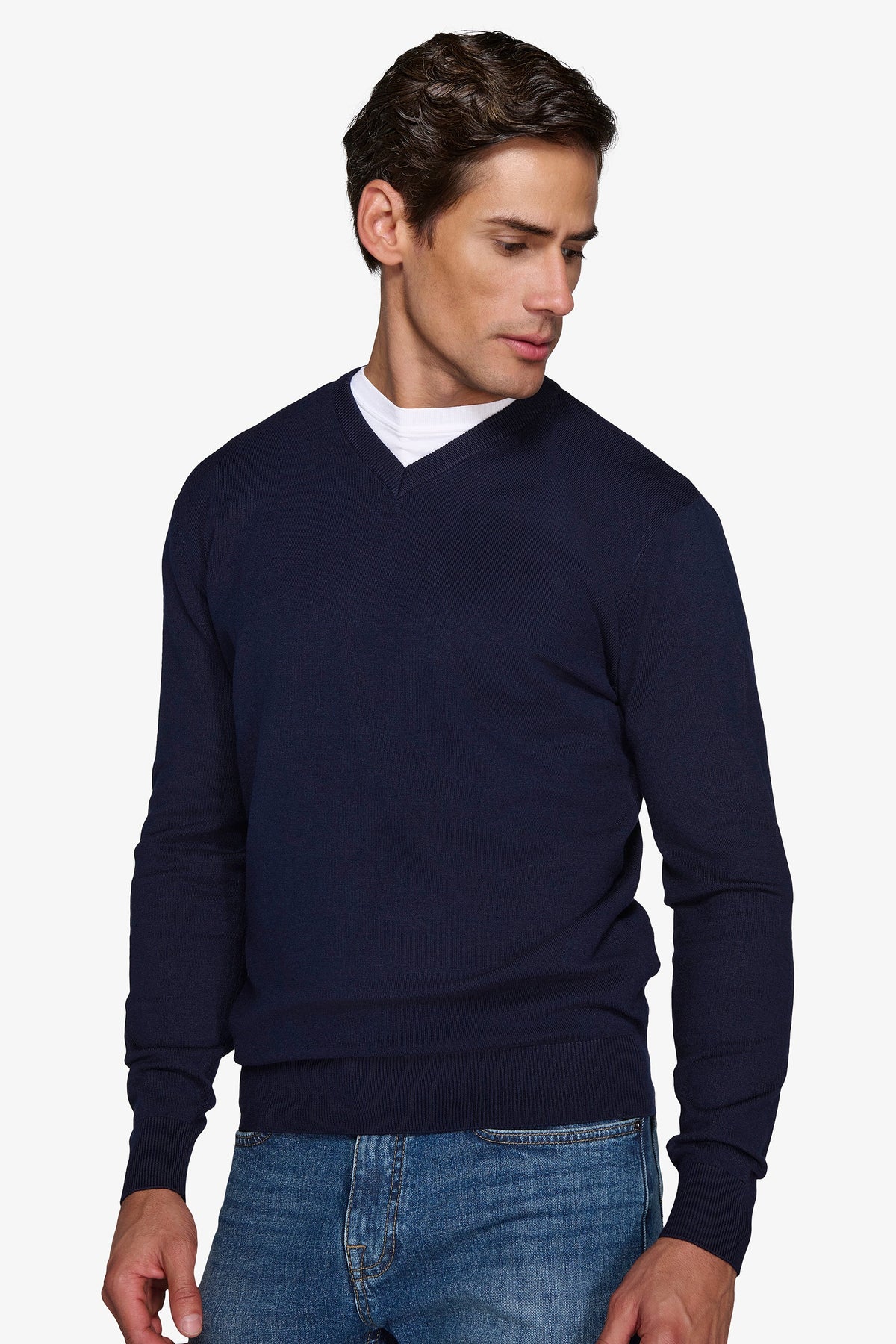 Maglia scollo a V blu-Dan John
