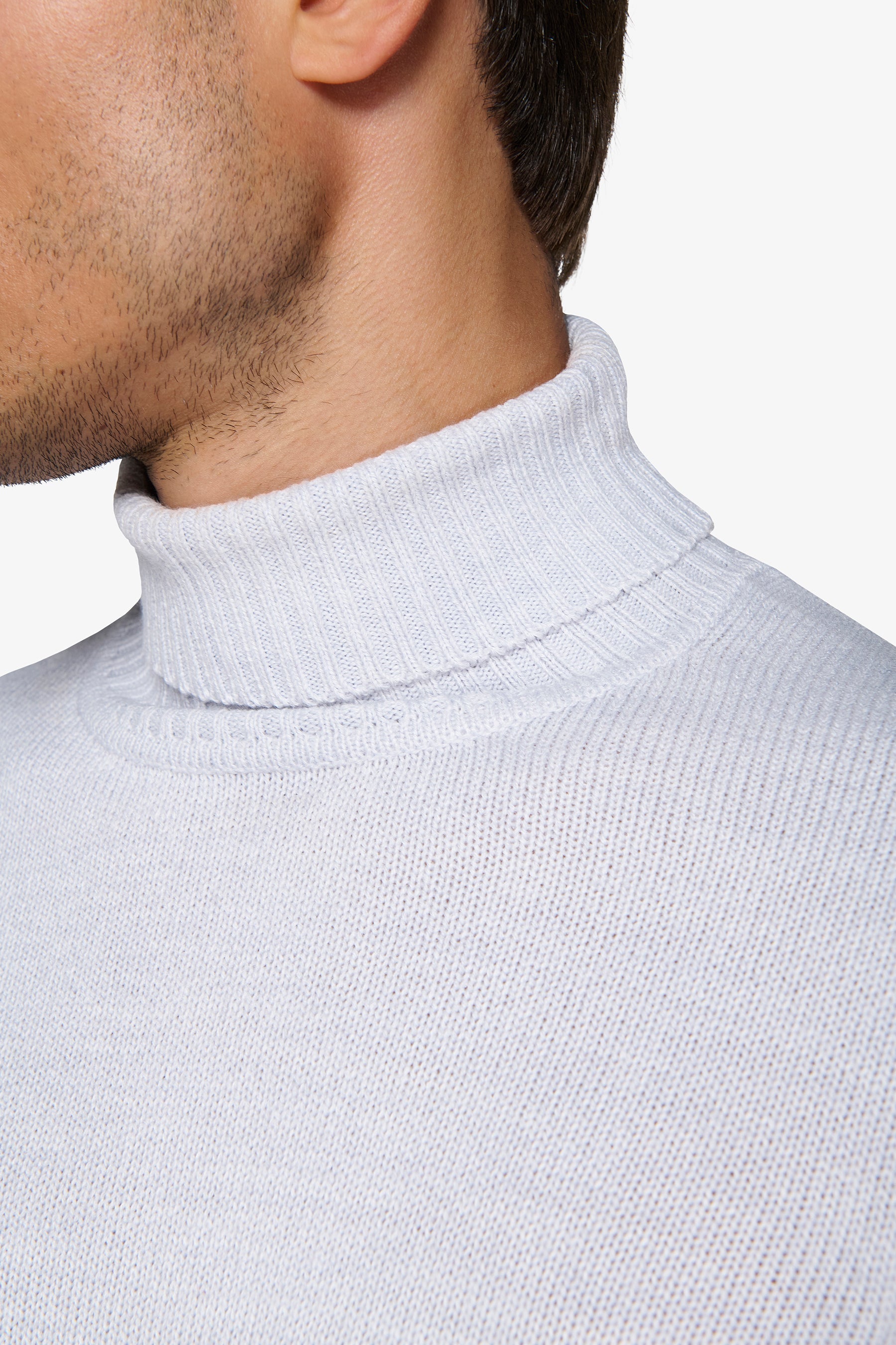 Maglia dolcevita effetto lambswool celeste-Dan John