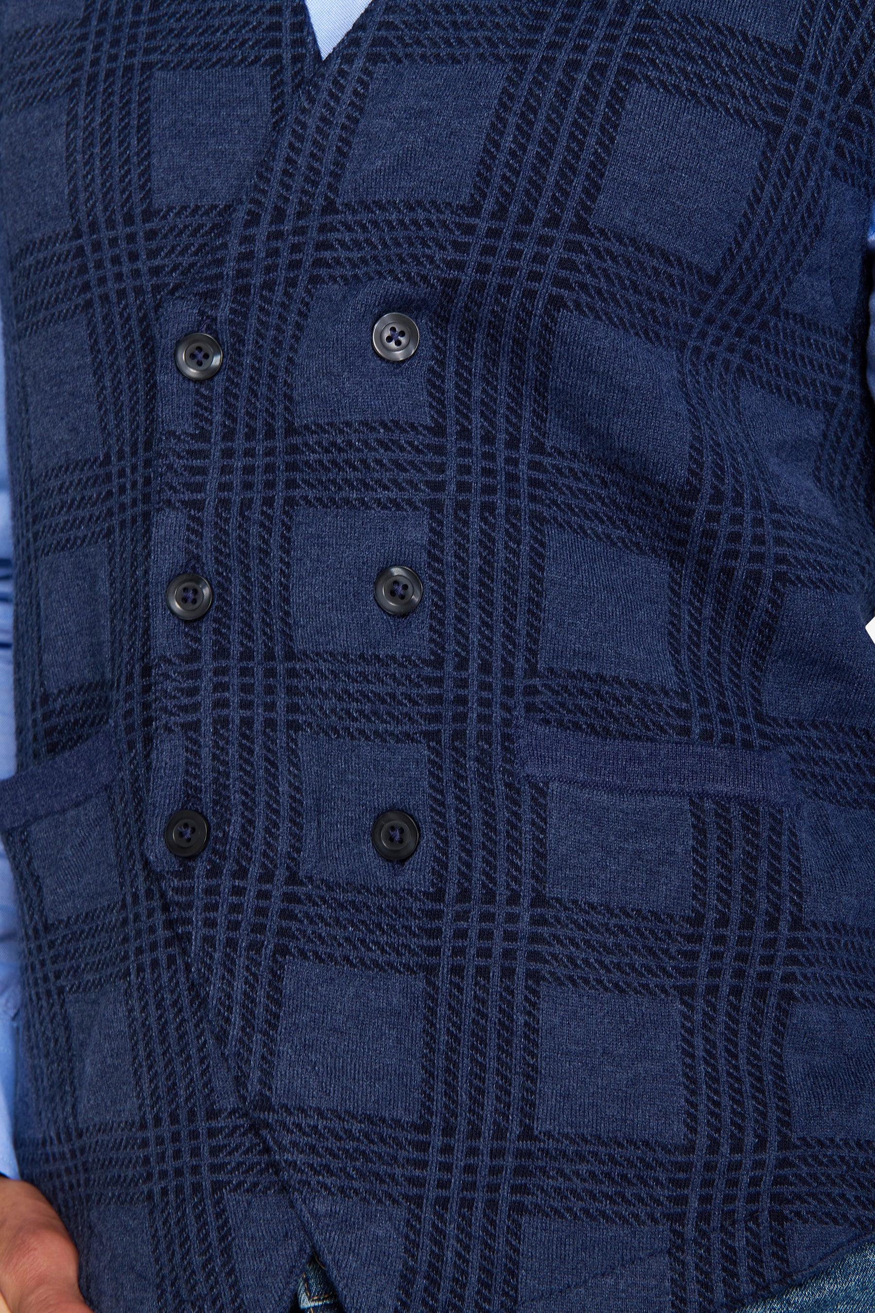 Gilet doppiopetto in maglia check avion-Dan John