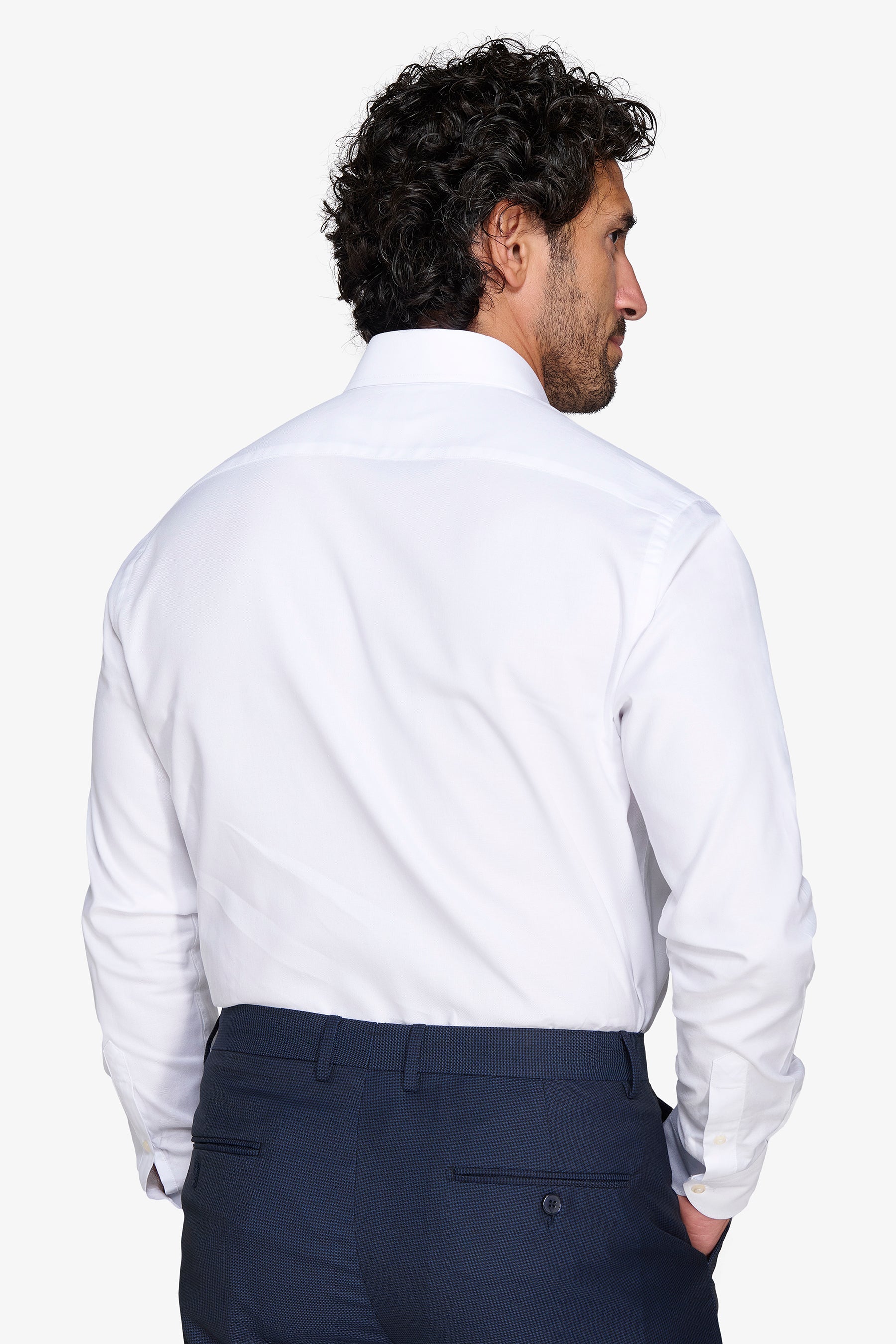 Camicia unita twill bianca slim-Dan John