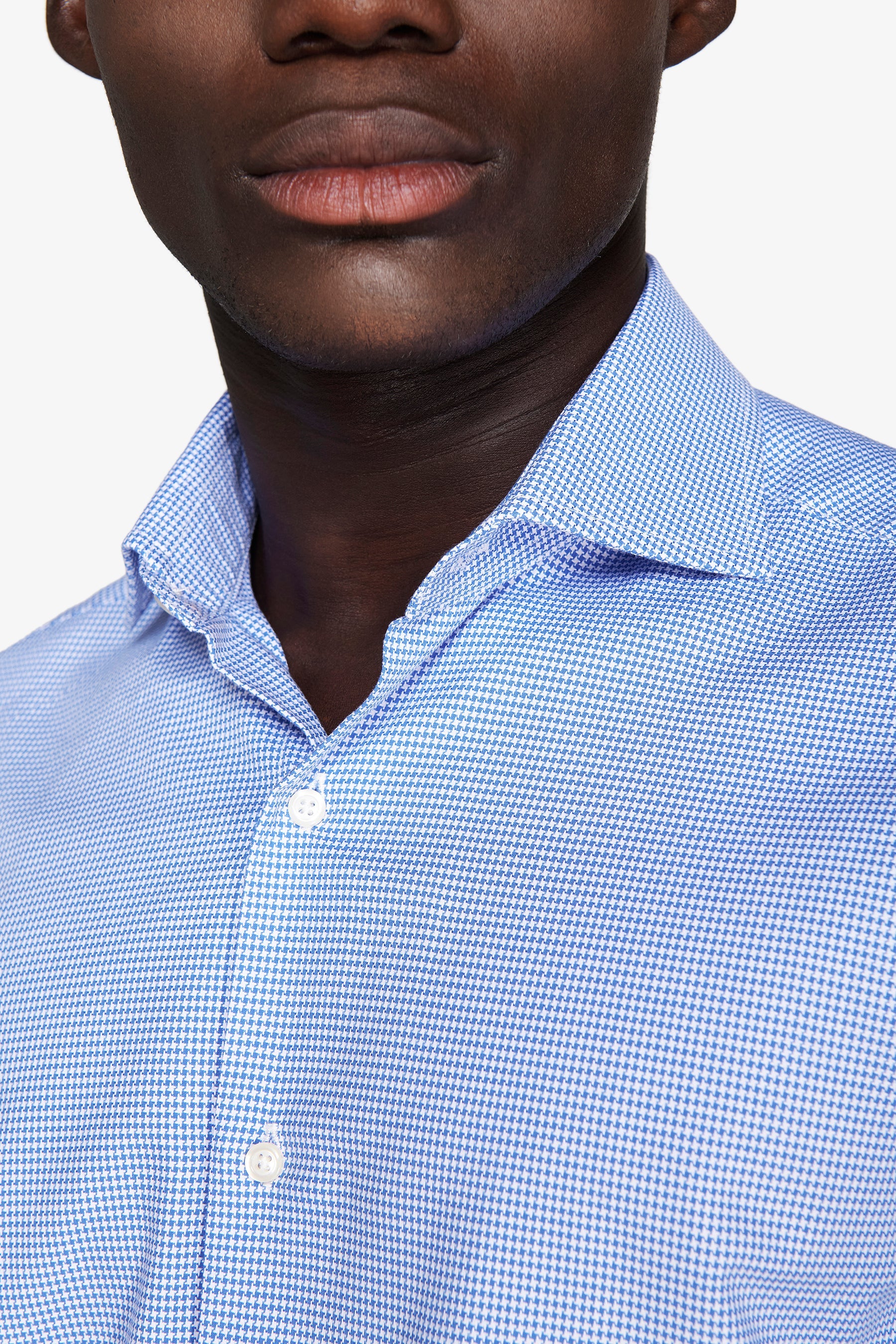 Camicia micro pied de poule azzurra-Dan John
