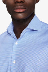 Camicia micro pied de poule azzurra-Dan John