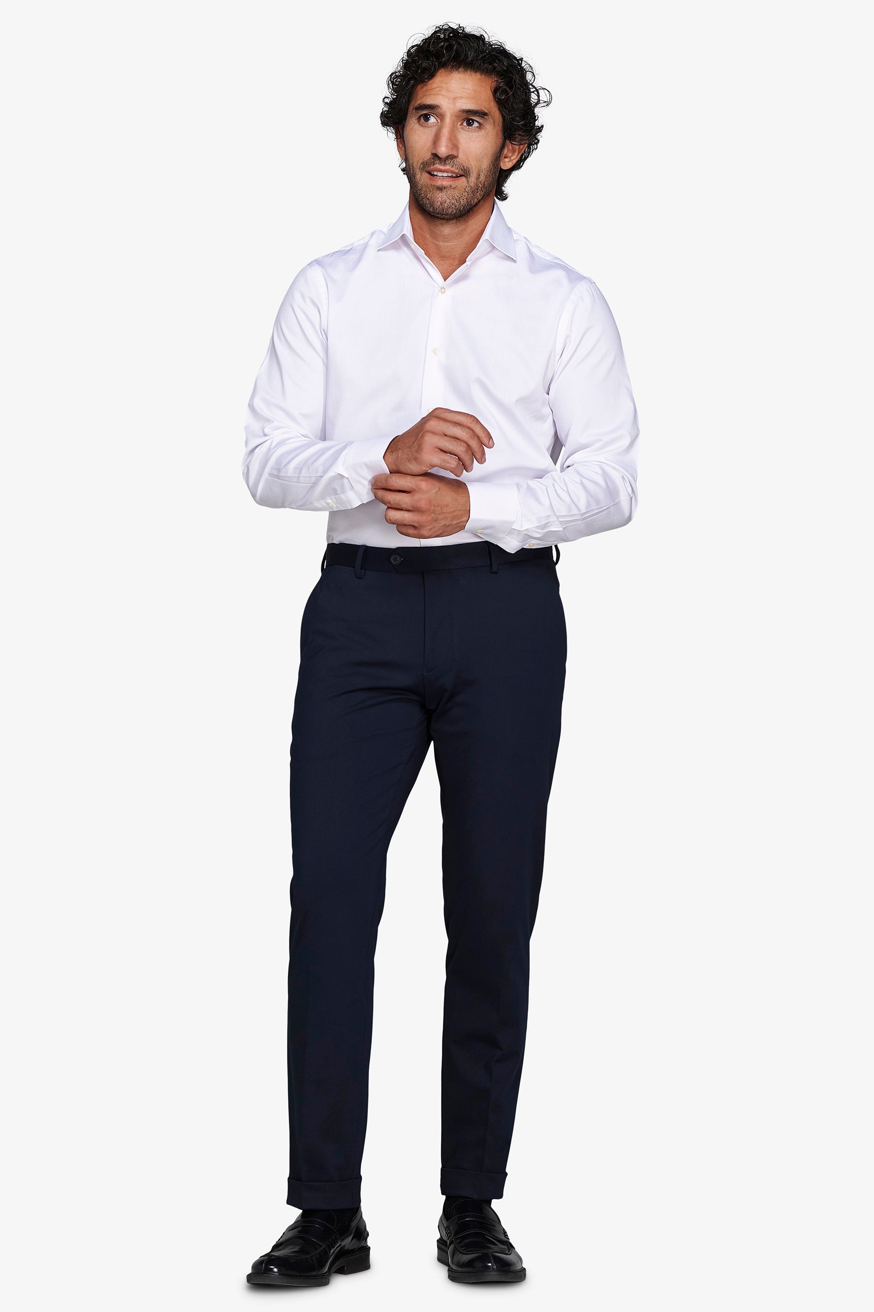 Camicia unita twill bianca slim-Dan John