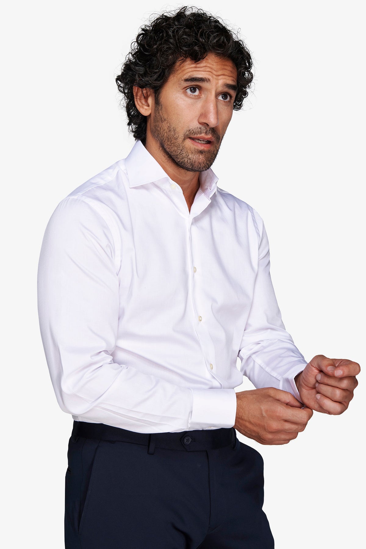 Camicia unita twill bianca slim-Dan John