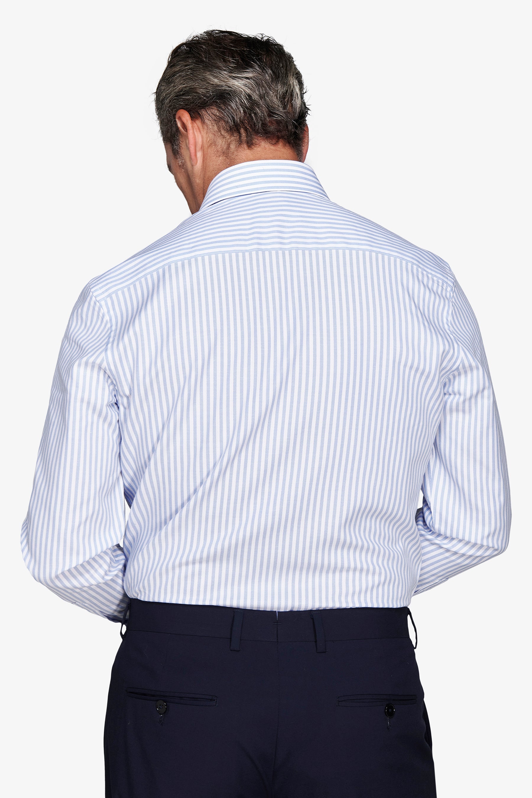 Camicia a righe operata azzurra slim-Dan John
