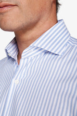 Camicia a righe operata azzurra slim-Dan John