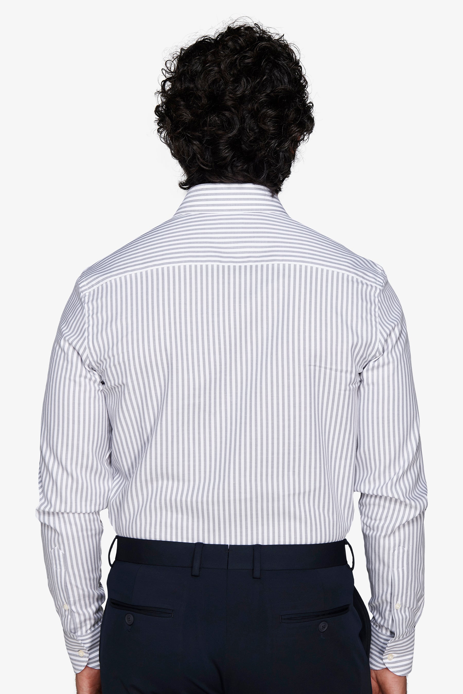 Camicia a righe operata grigia-Dan John