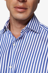Camicia a righe medie indaco slim-Dan John