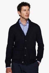 Cardigan collo sciallato blu-Dan John