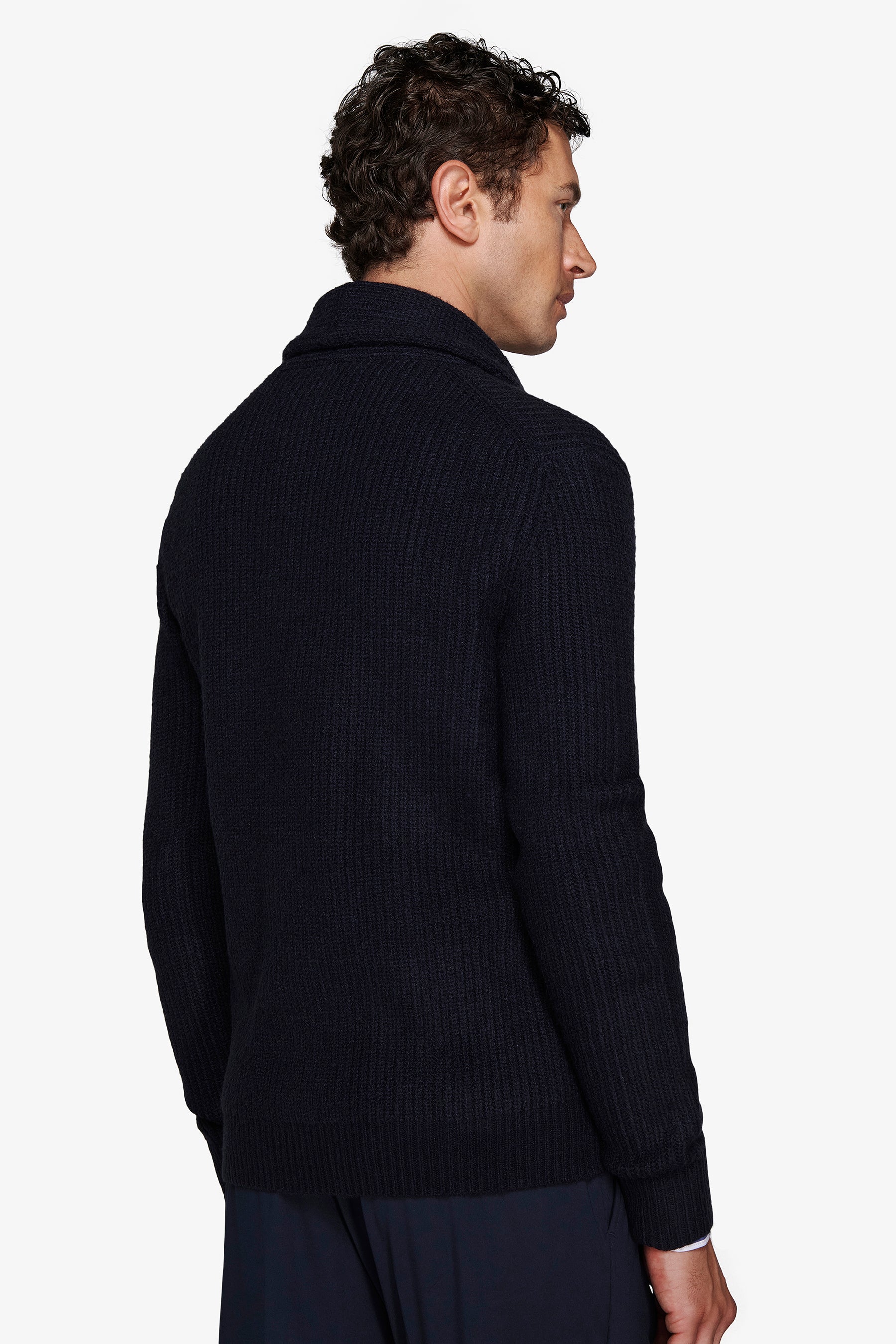 Cardigan collo sciallato blu-Dan John
