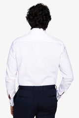 Camicia piquet polso gemelli bianca slim-Dan John