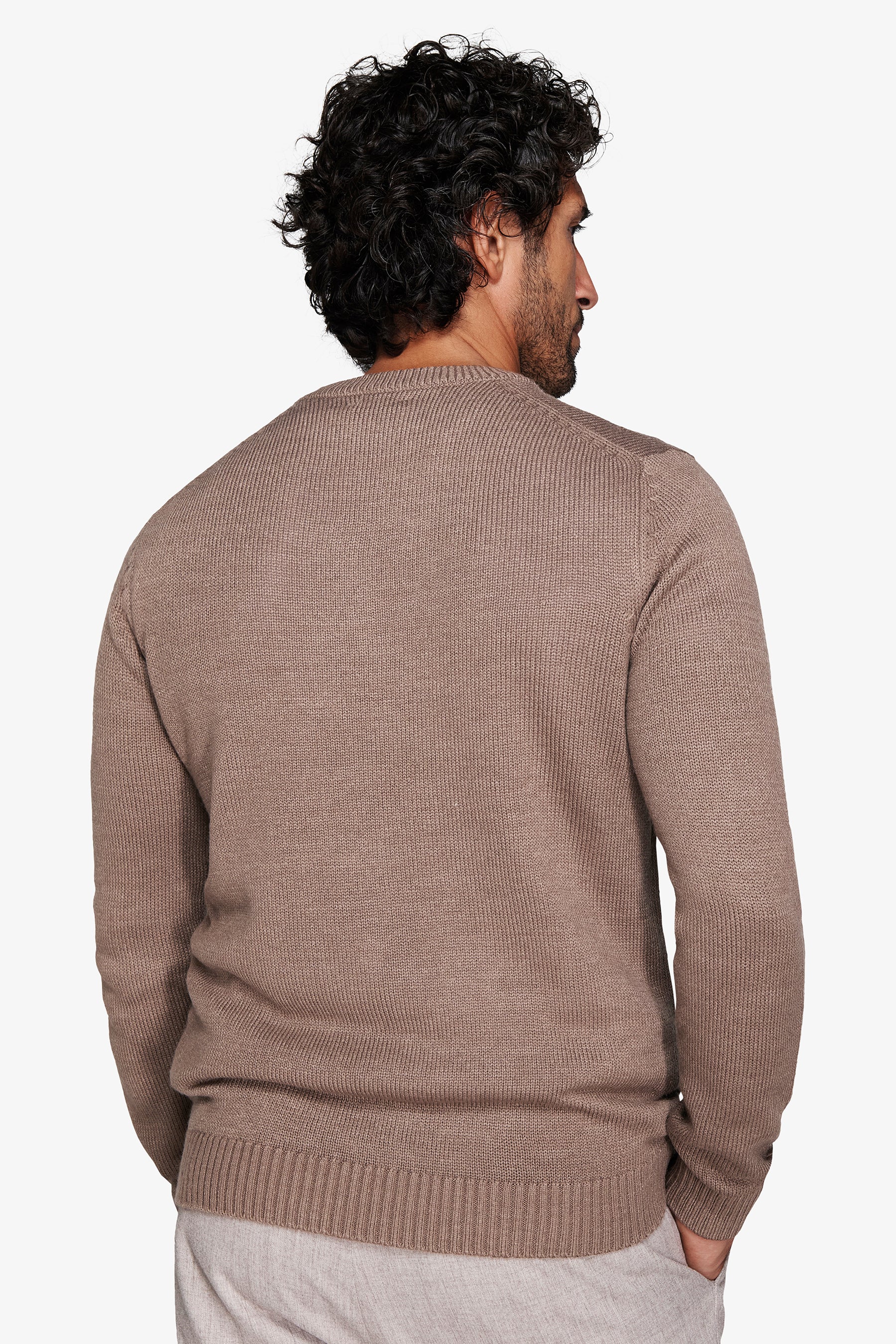 Maglia girocollo effetto lambswool tortora-Dan John