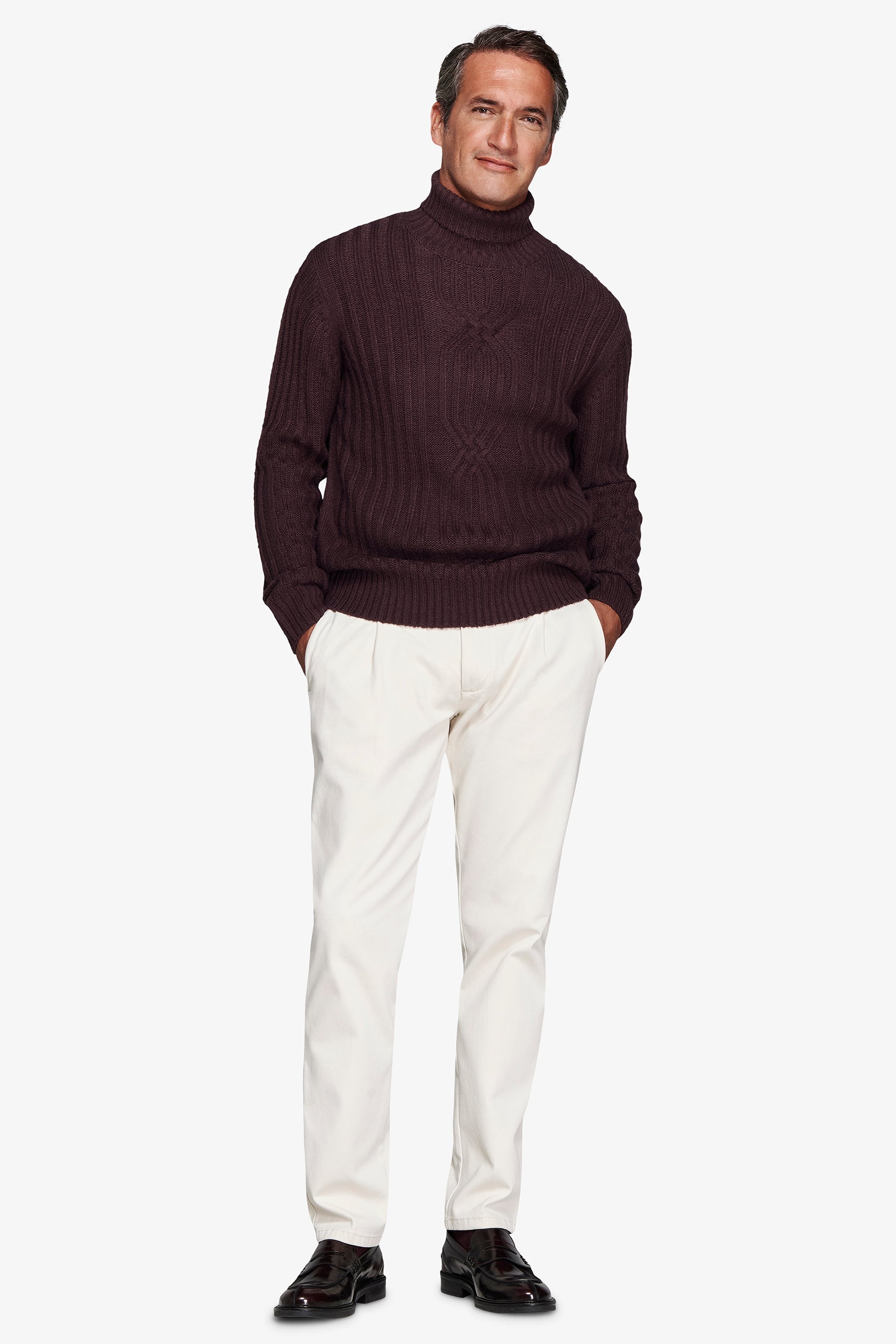 Maglia dolcevita a coste bordeaux-Dan John