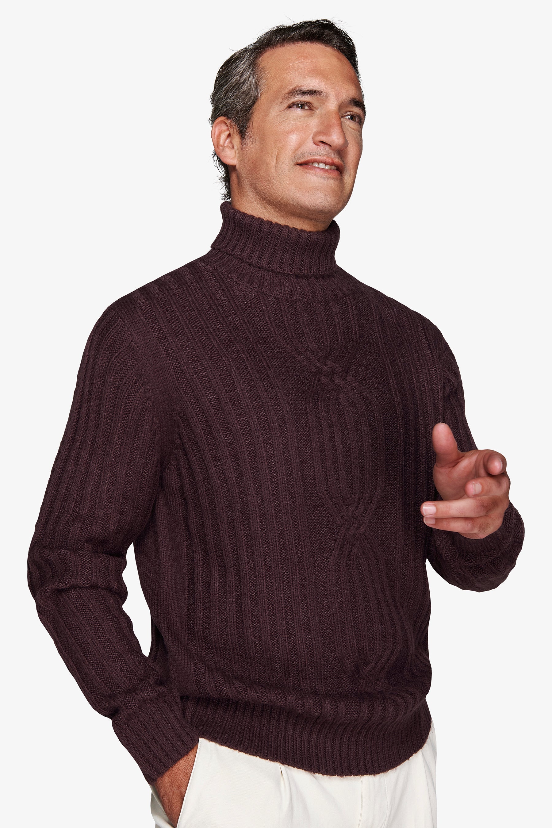 Maglia dolcevita a coste bordeaux-Dan John