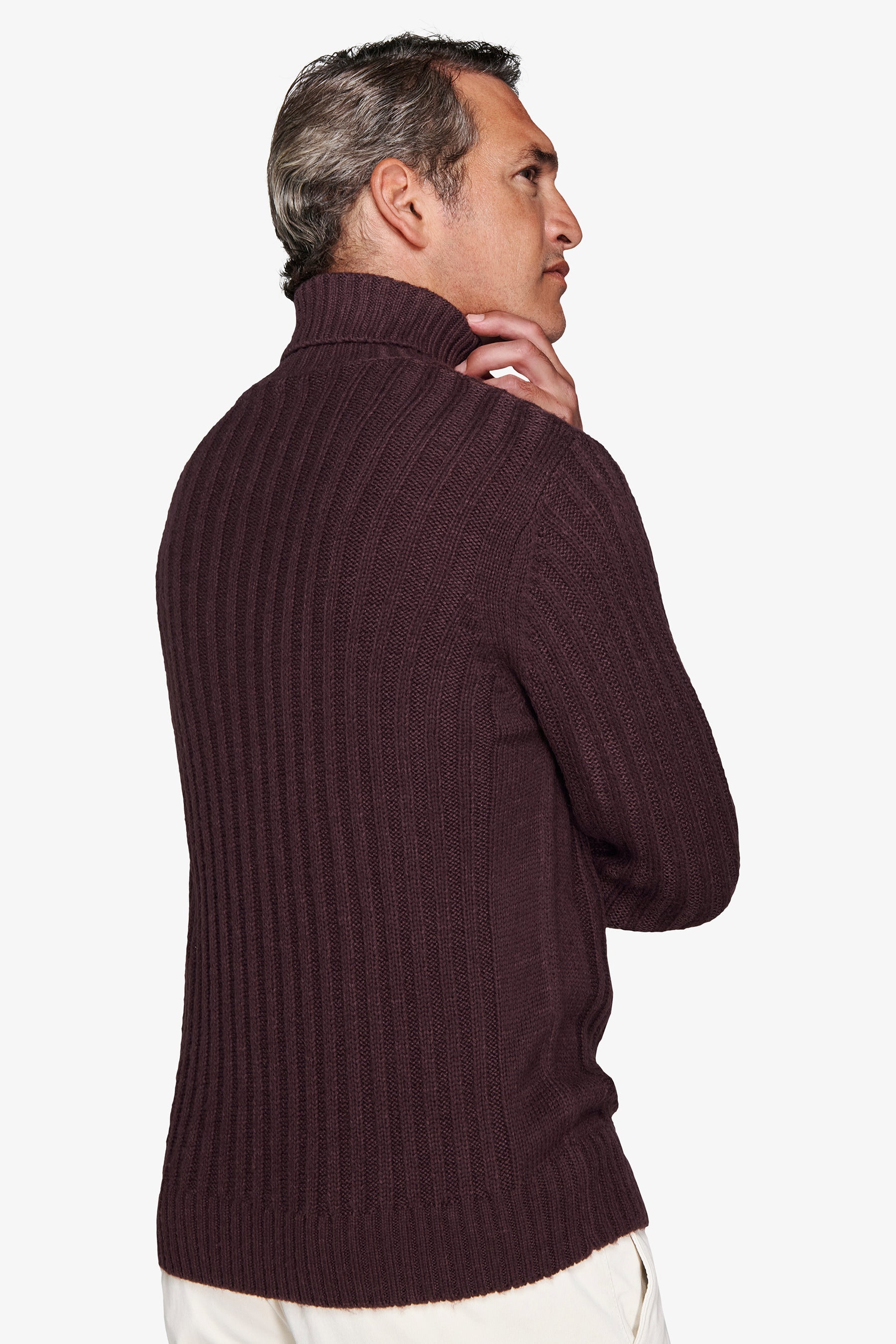 Maglia dolcevita a coste bordeaux-Dan John