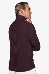 Maglia dolcevita a coste bordeaux-Dan John