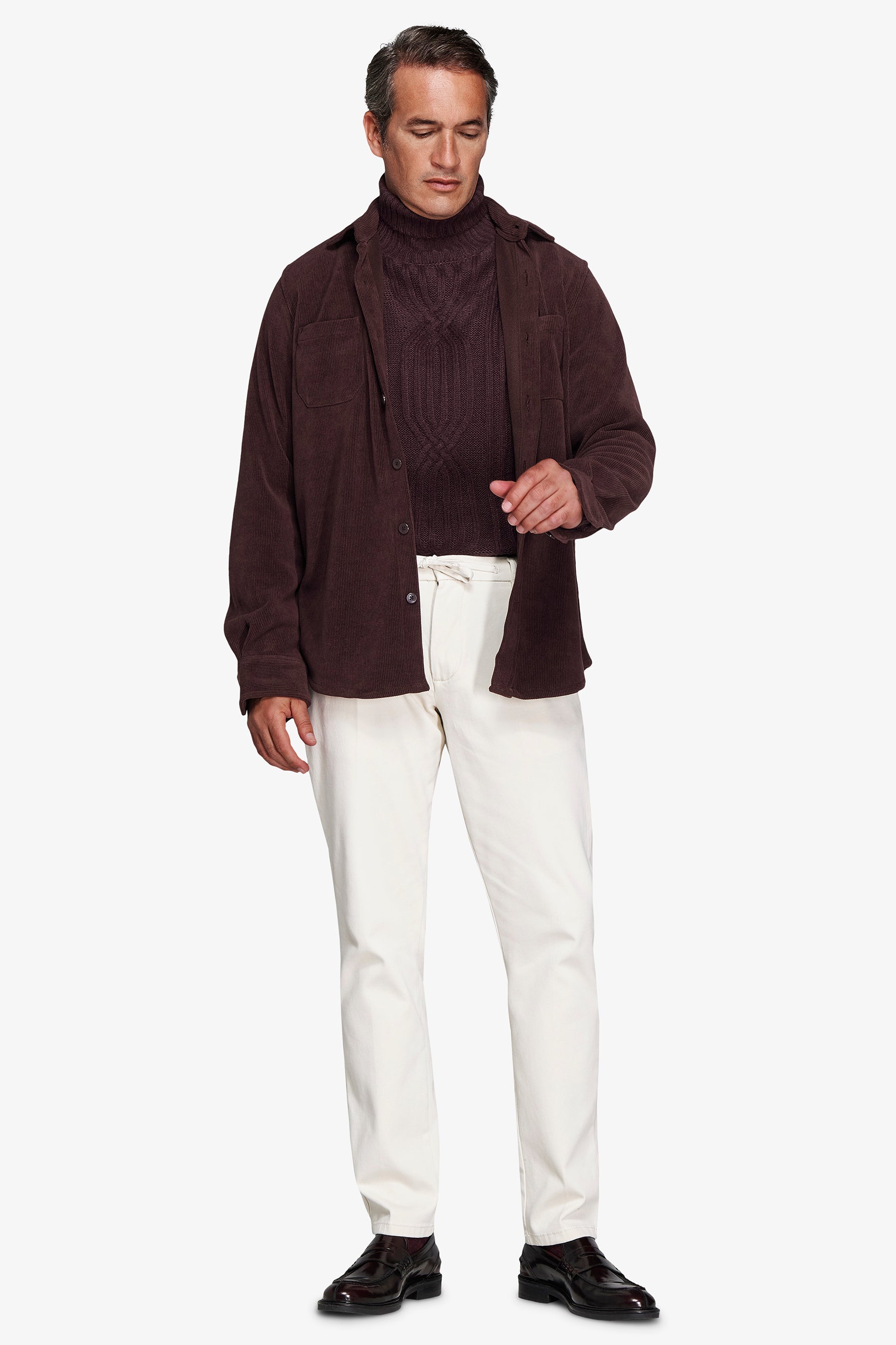 Overshirt effetto velluto a coste bordeaux-Dan John