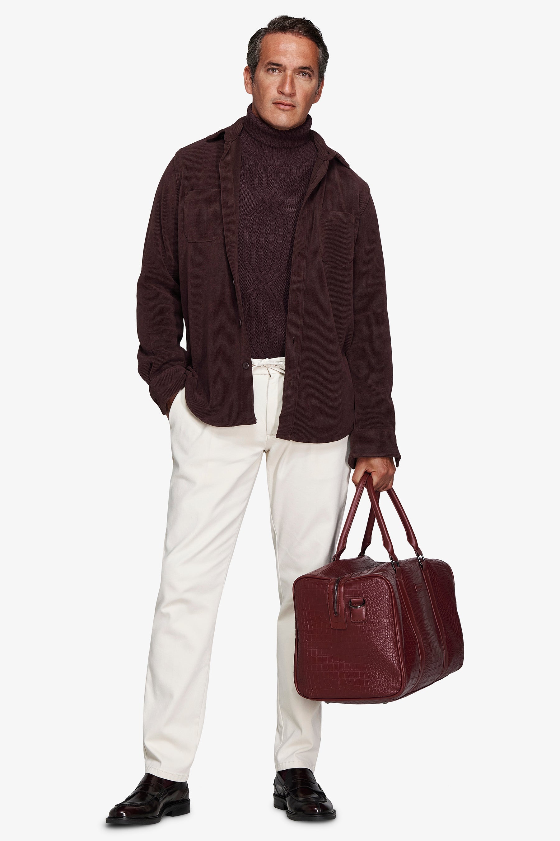 Overshirt effetto velluto a coste bordeaux-Dan John