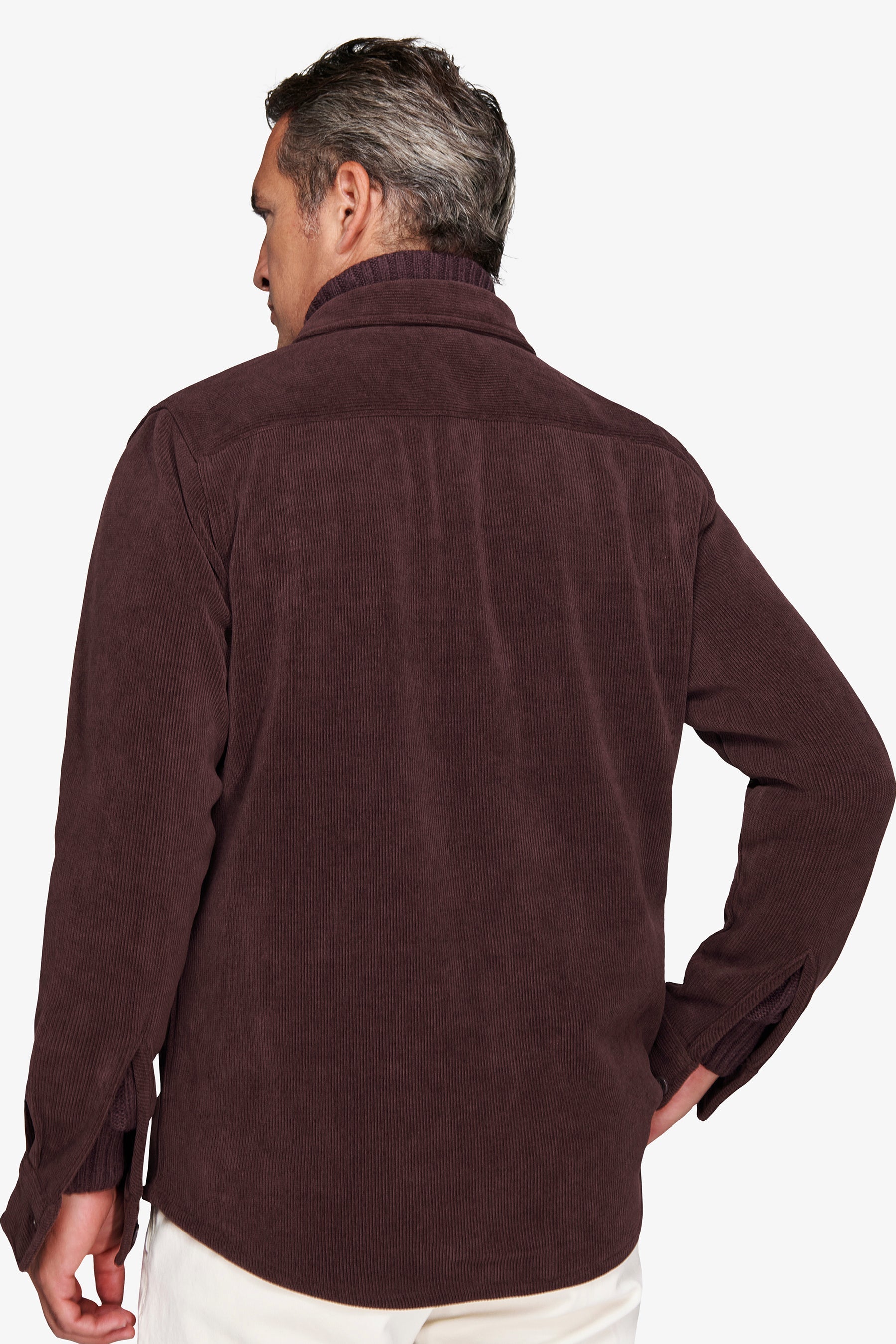 Overshirt effetto velluto a coste bordeaux-Dan John