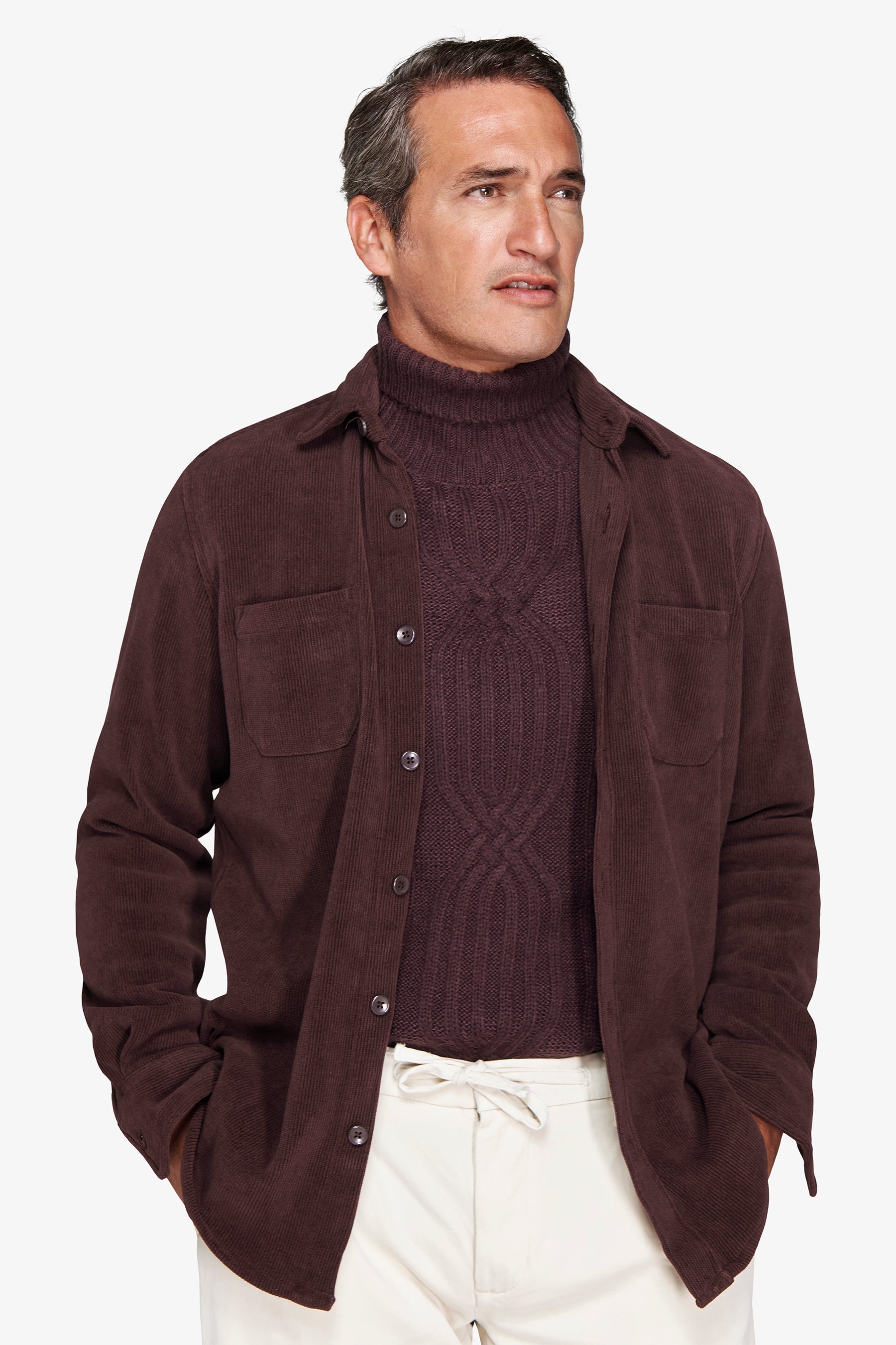 Overshirt effetto velluto a coste bordeaux-Dan John