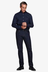 Camicia effetto flanella Herringbone blu-Dan John