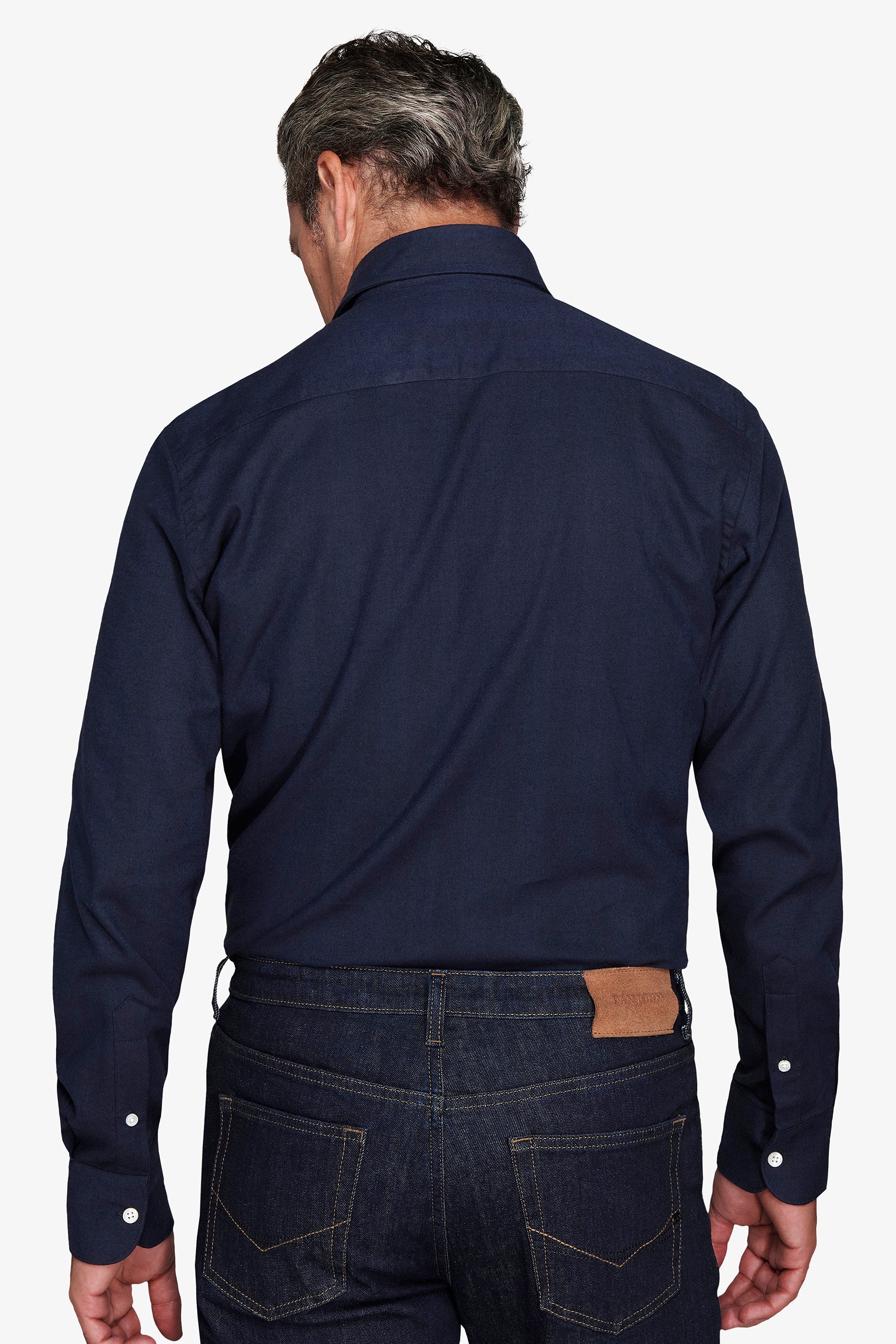 Camicia effetto flanella Herringbone blu-Dan John