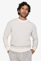 Maglia girocollo costina vanisè panna-Dan John