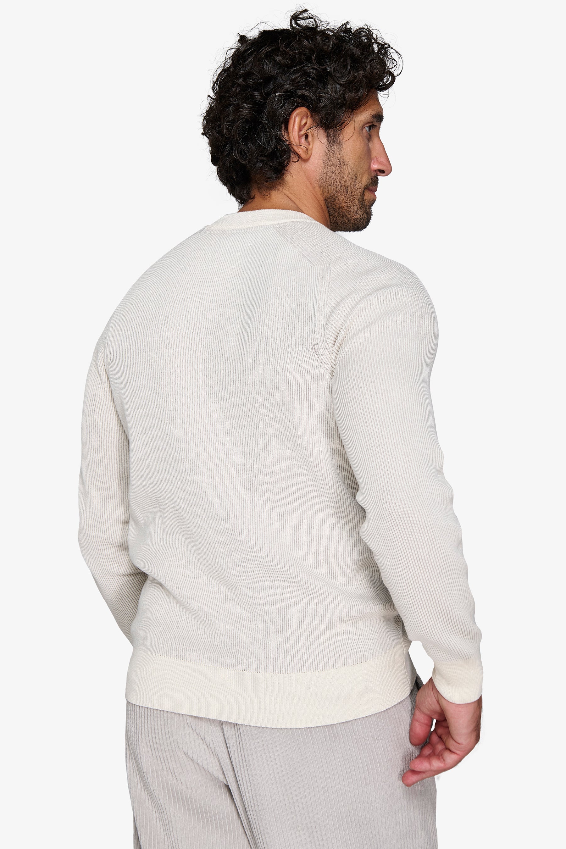 Maglia girocollo costina vanisè panna-Dan John