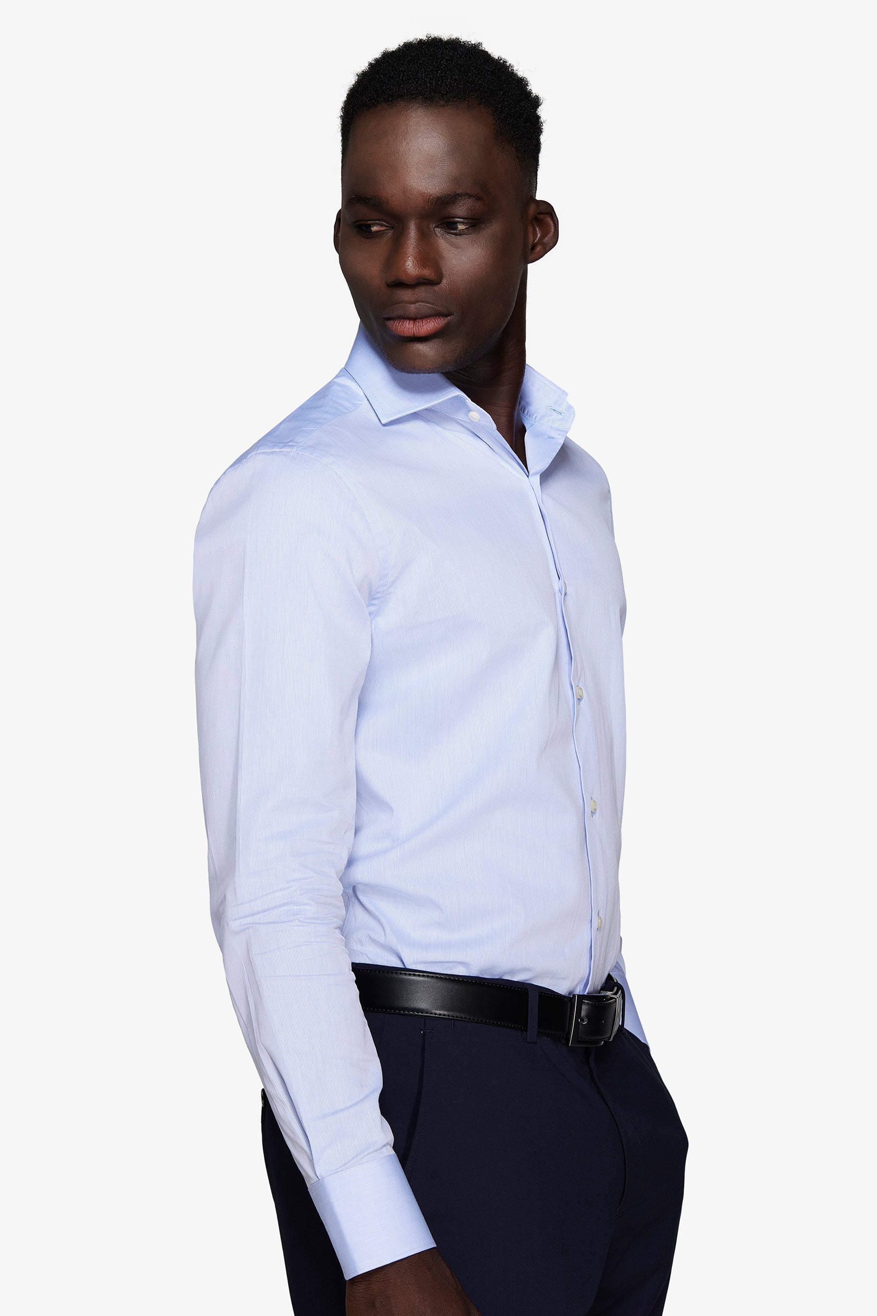 Camicia piquet celeste slim-Dan John