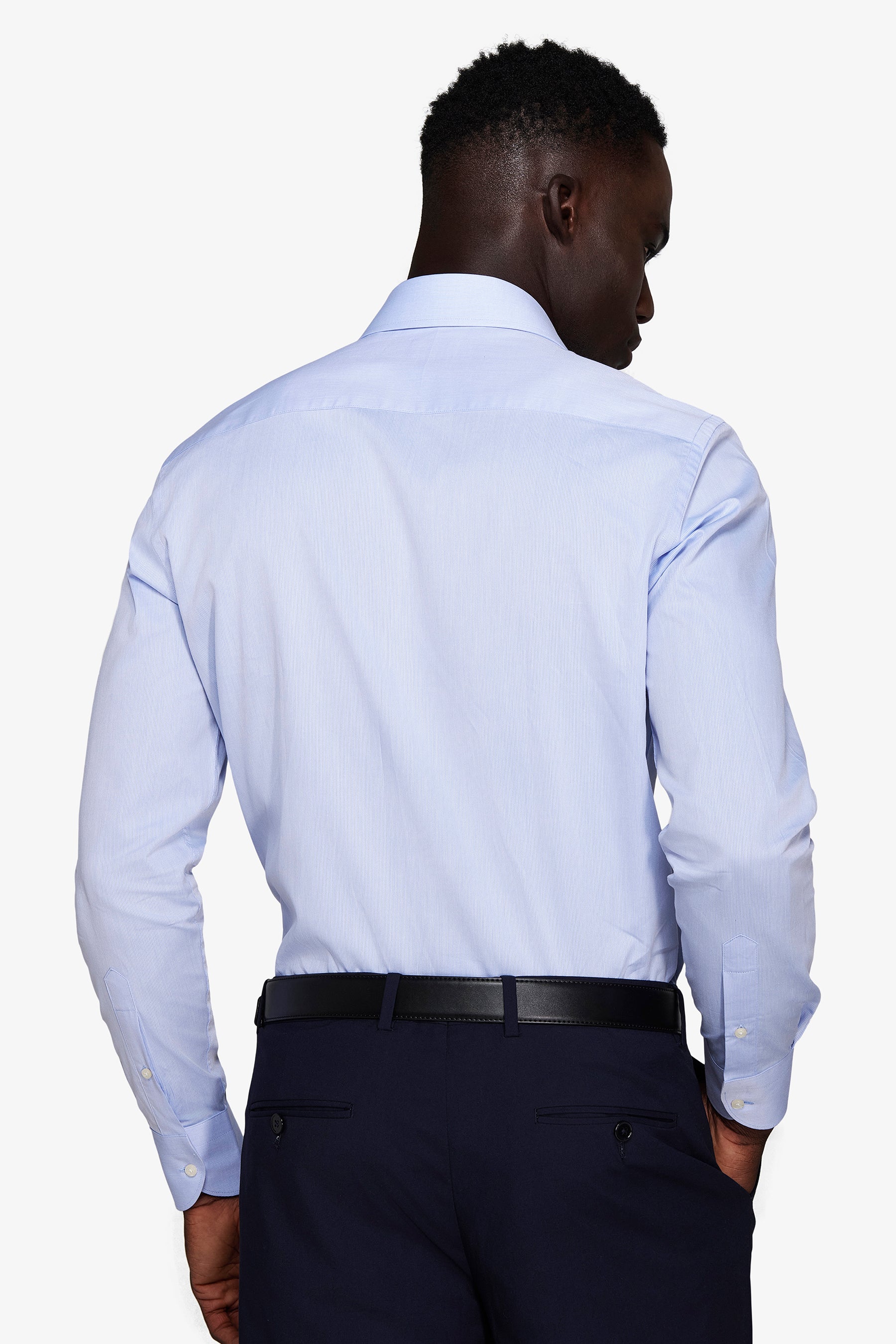 Camicia piquet celeste slim-Dan John
