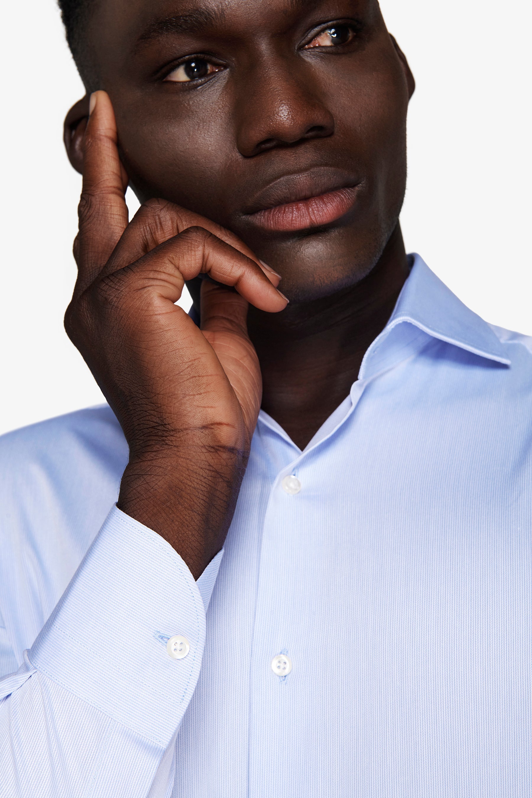 Camicia piquet celeste slim-Dan John