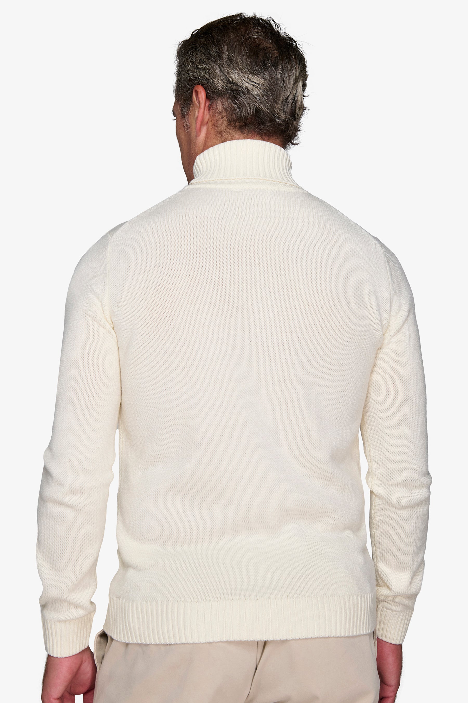 Maglia dolcevita effetto lambswool panna-Dan John
