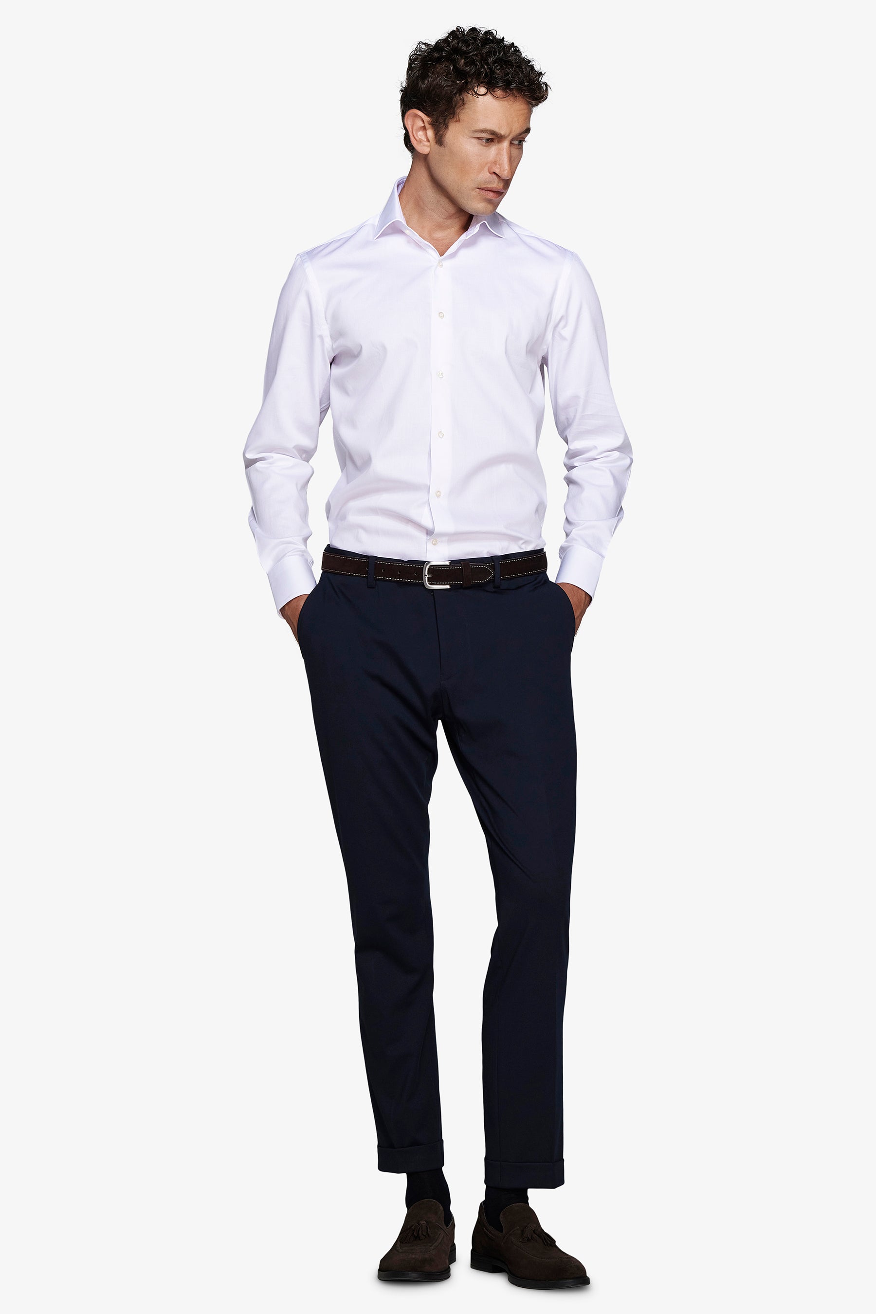 Camicia piquet bianca slim-Dan John