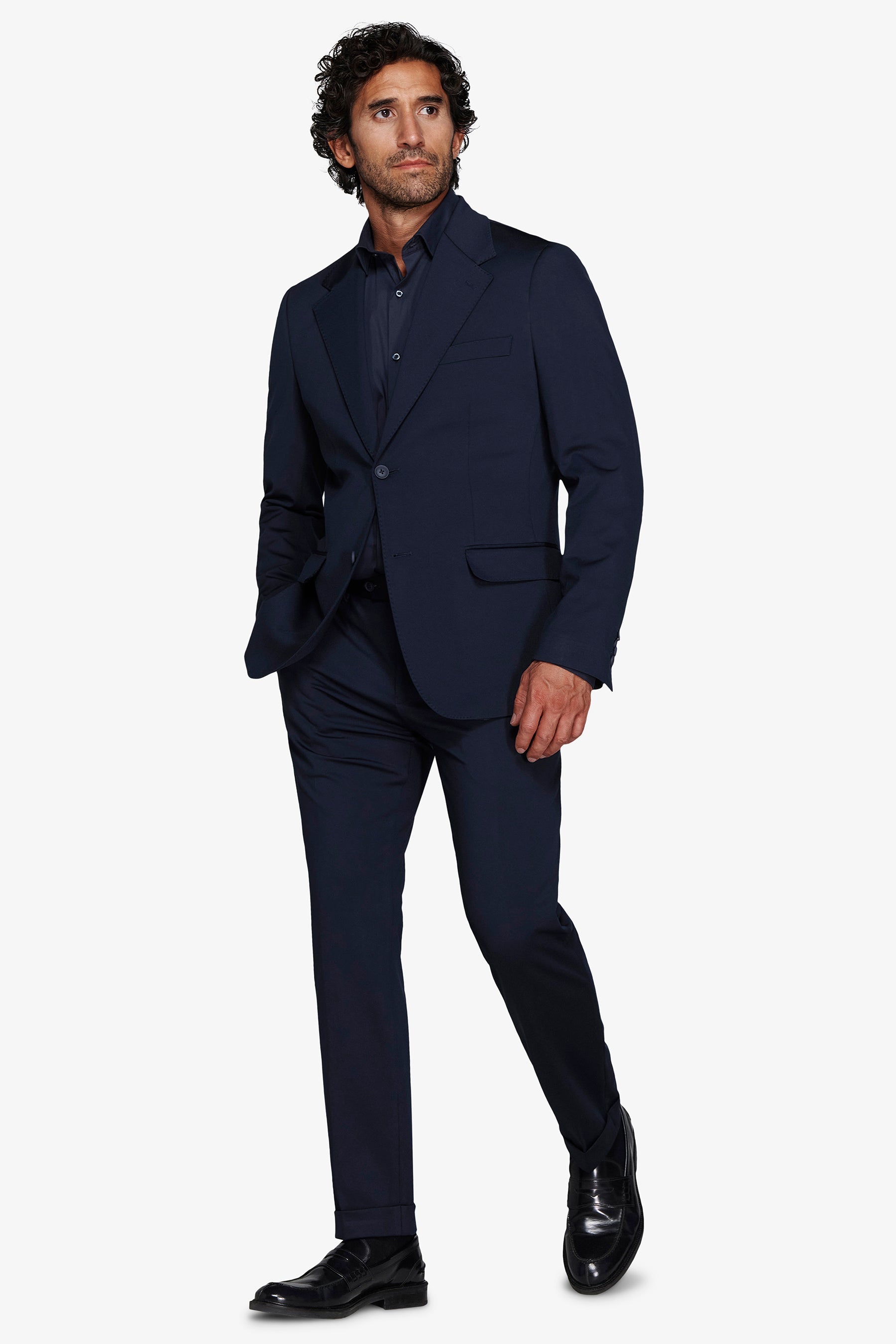 Giacca in jersey tecnico blu slim-Dan John