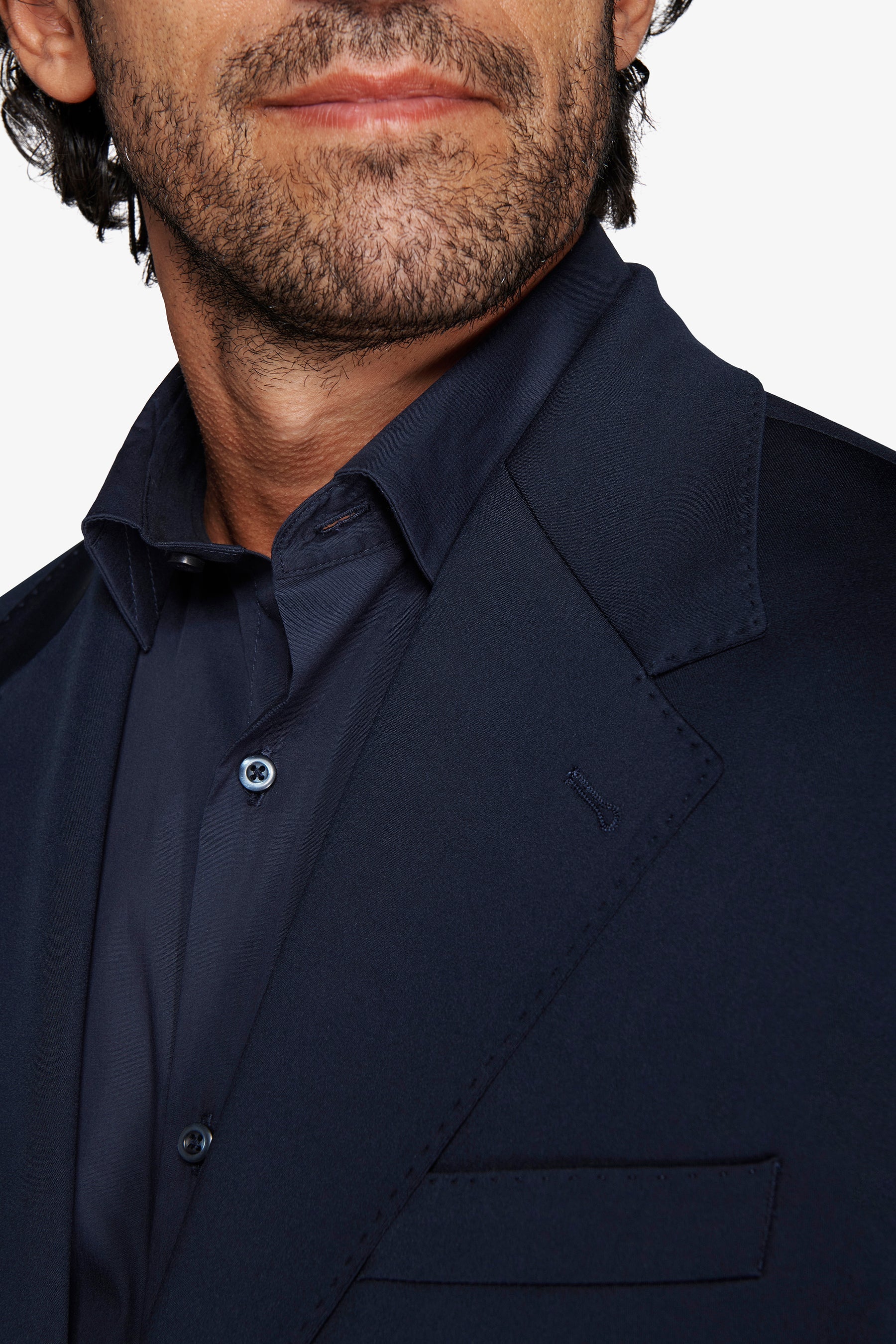 Giacca in jersey tecnico blu slim-Dan John