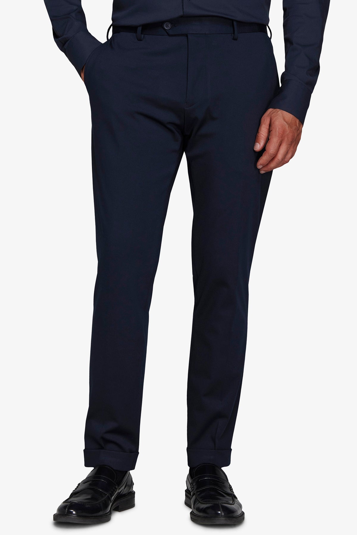 Pantaloni in jersey tecnico blu slim-Dan John