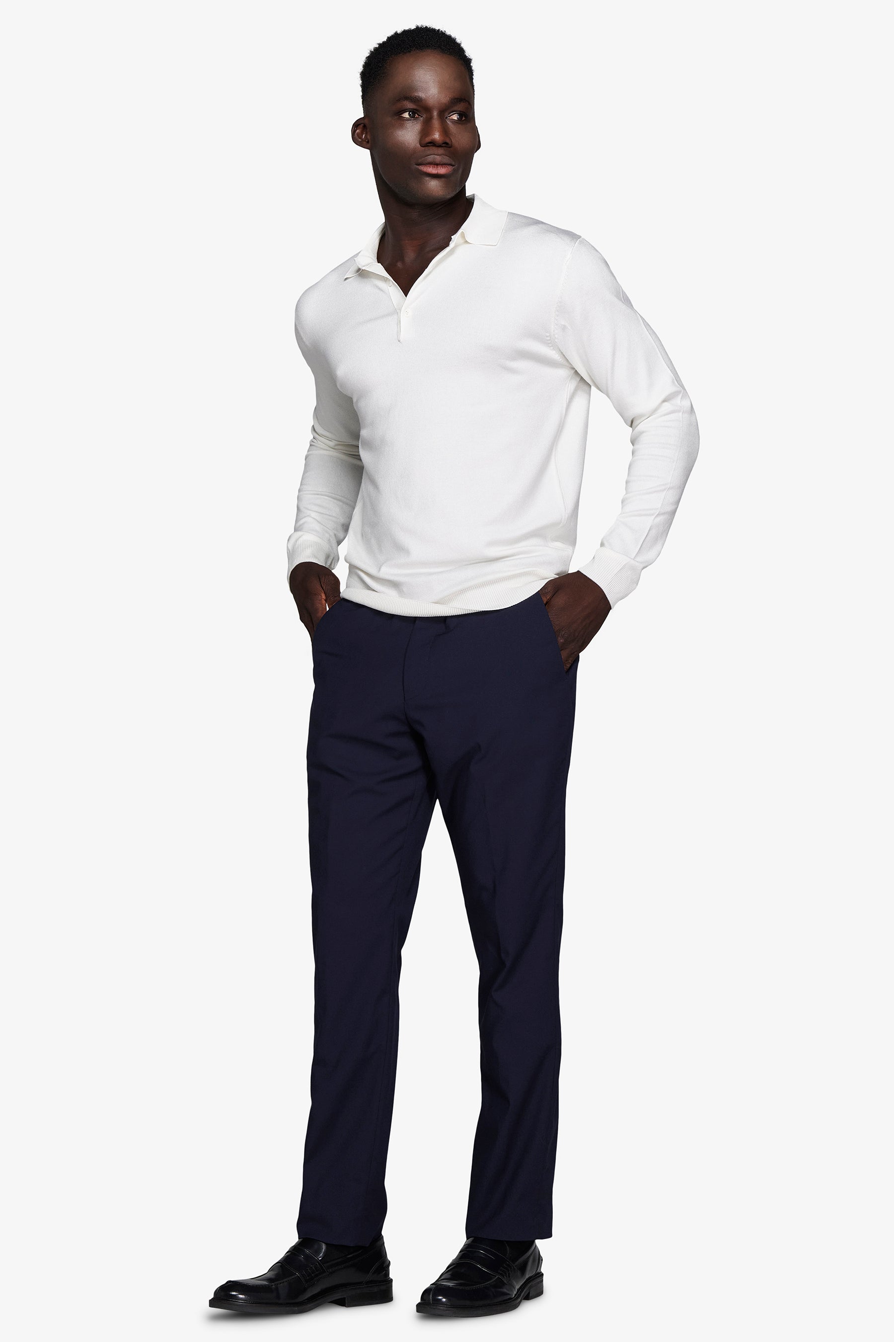 Polo in maglia con bottoni basic panna-Dan John