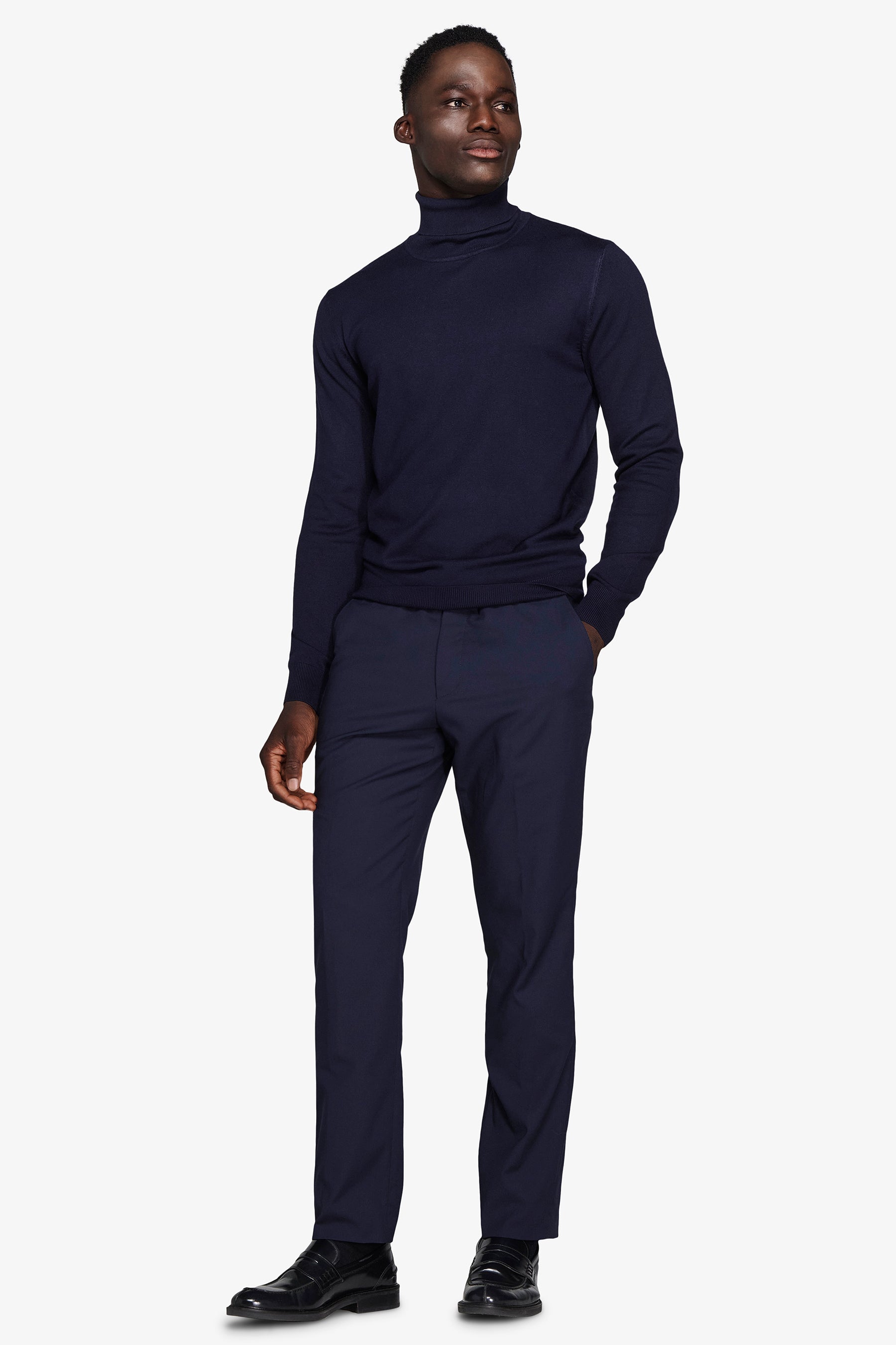 Maglia dolcevita basic blu-Dan John