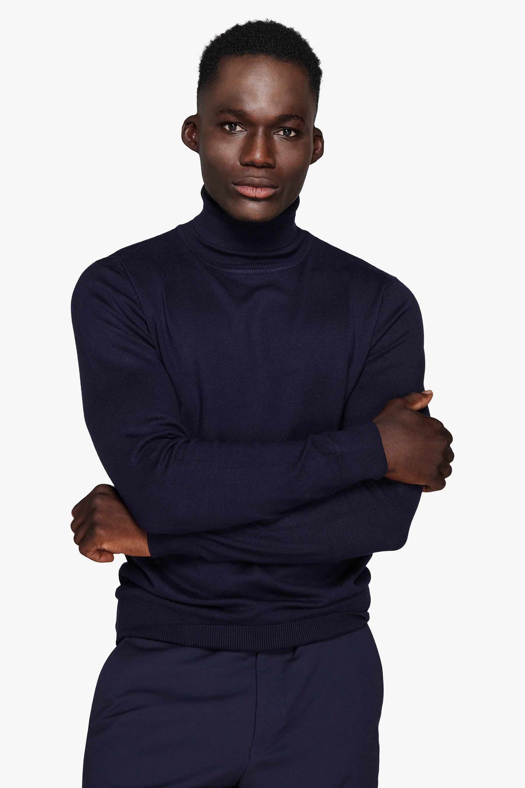 Maglia dolcevita basic blu-Dan John