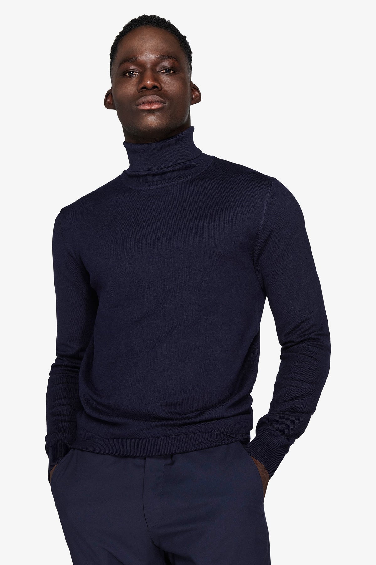 Maglia dolcevita basic blu-Dan John