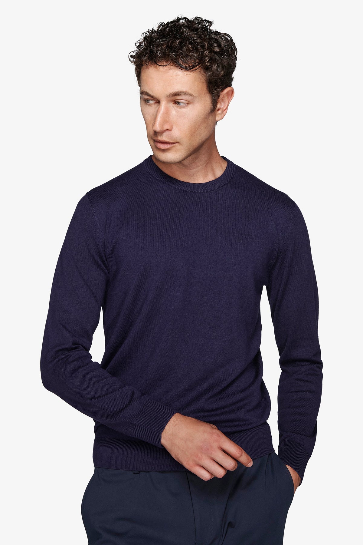 Maglia girocollo basic blu-Dan John