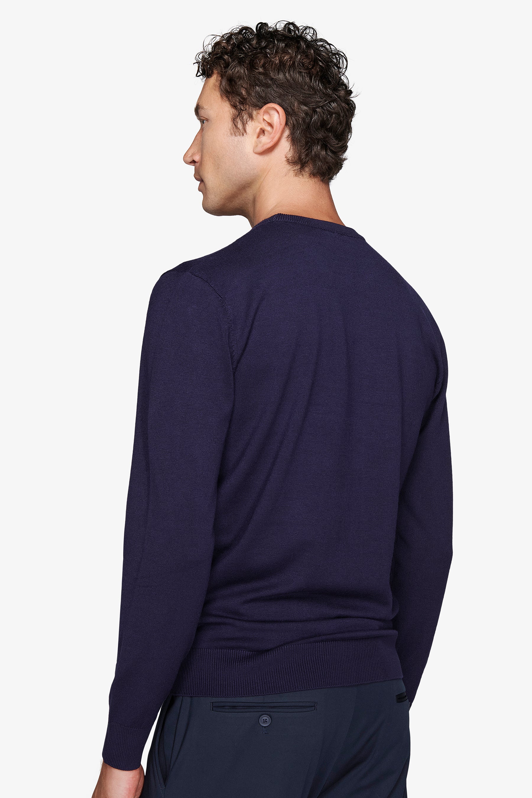 Maglia girocollo basic blu-Dan John