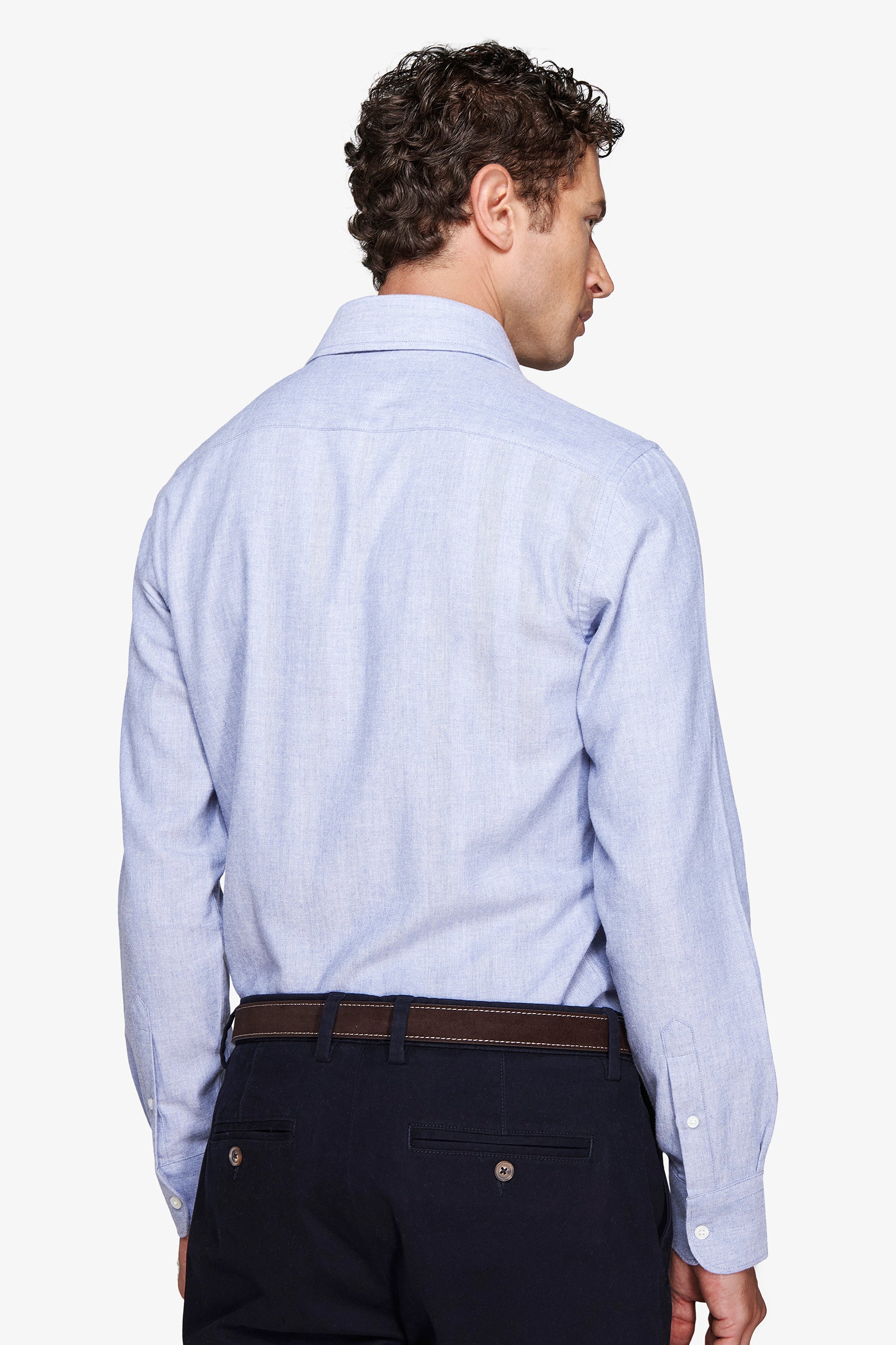 Camicia effetto flanella Herringbone celeste-Dan John
