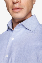 Camicia effetto flanella Herringbone celeste-Dan John