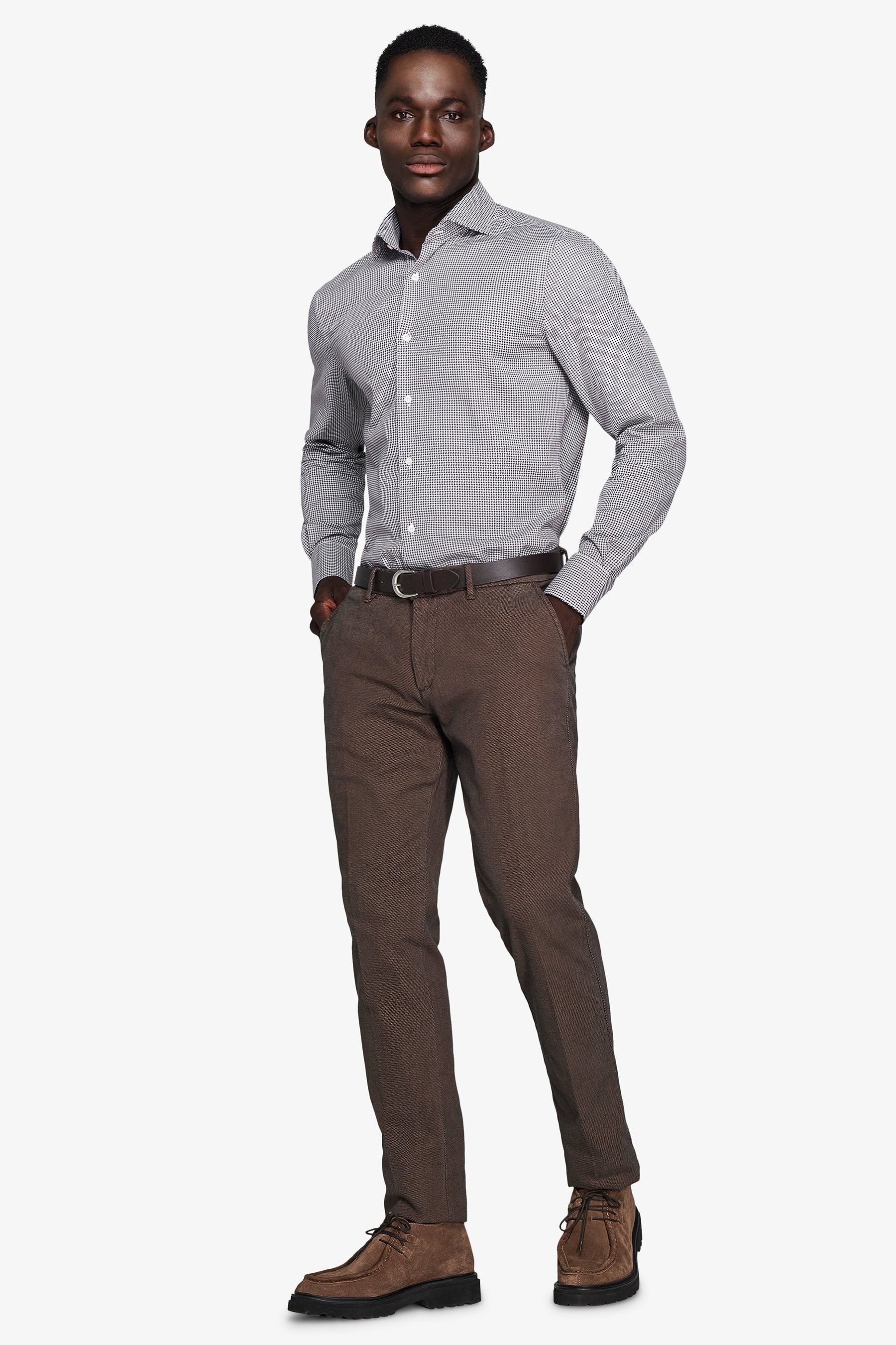 Camicia pied de poule marrone-Dan John