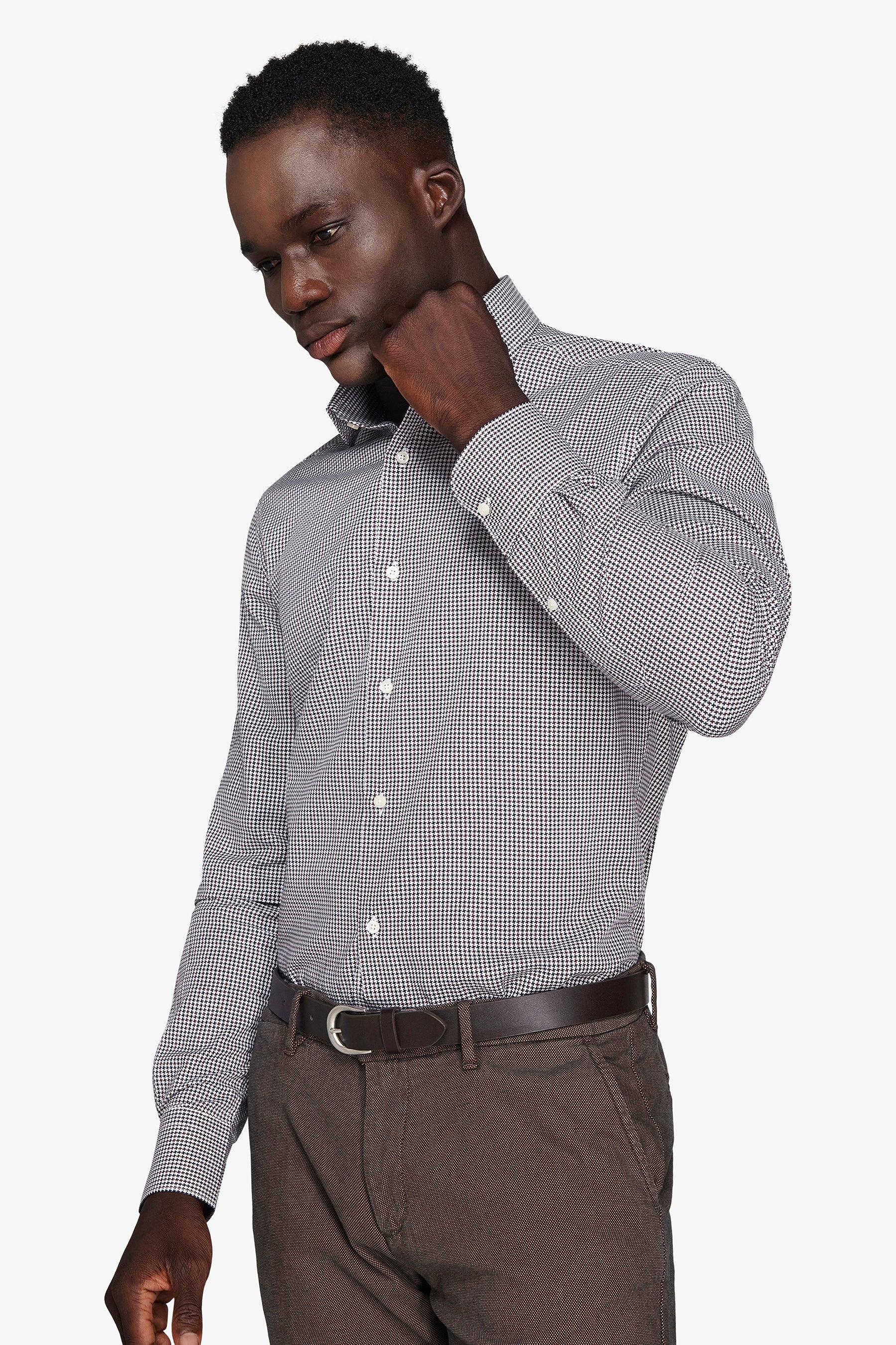 Camicia pied de poule marrone-Dan John